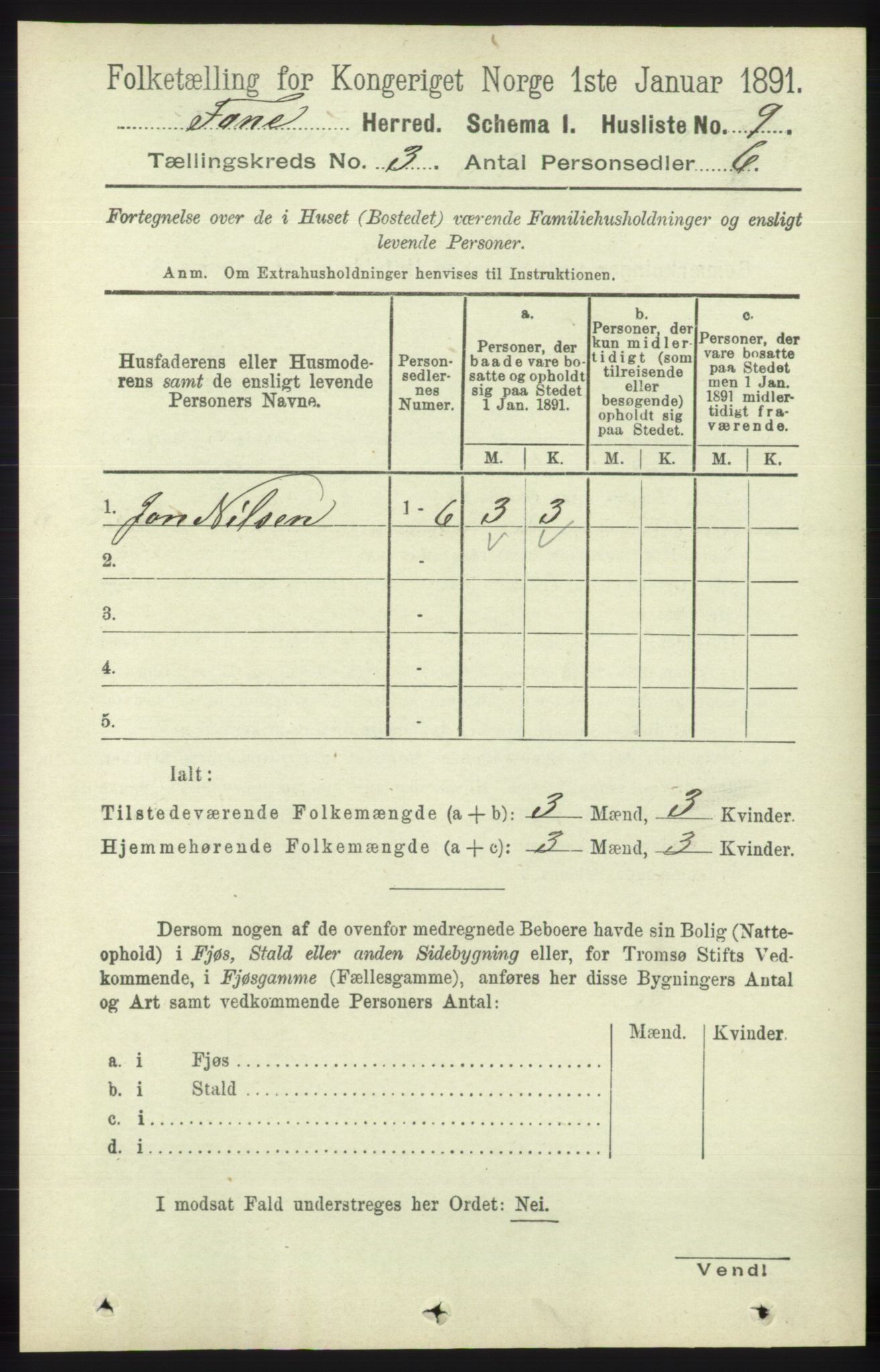 RA, 1891 census for 1249 Fana, 1891, p. 803