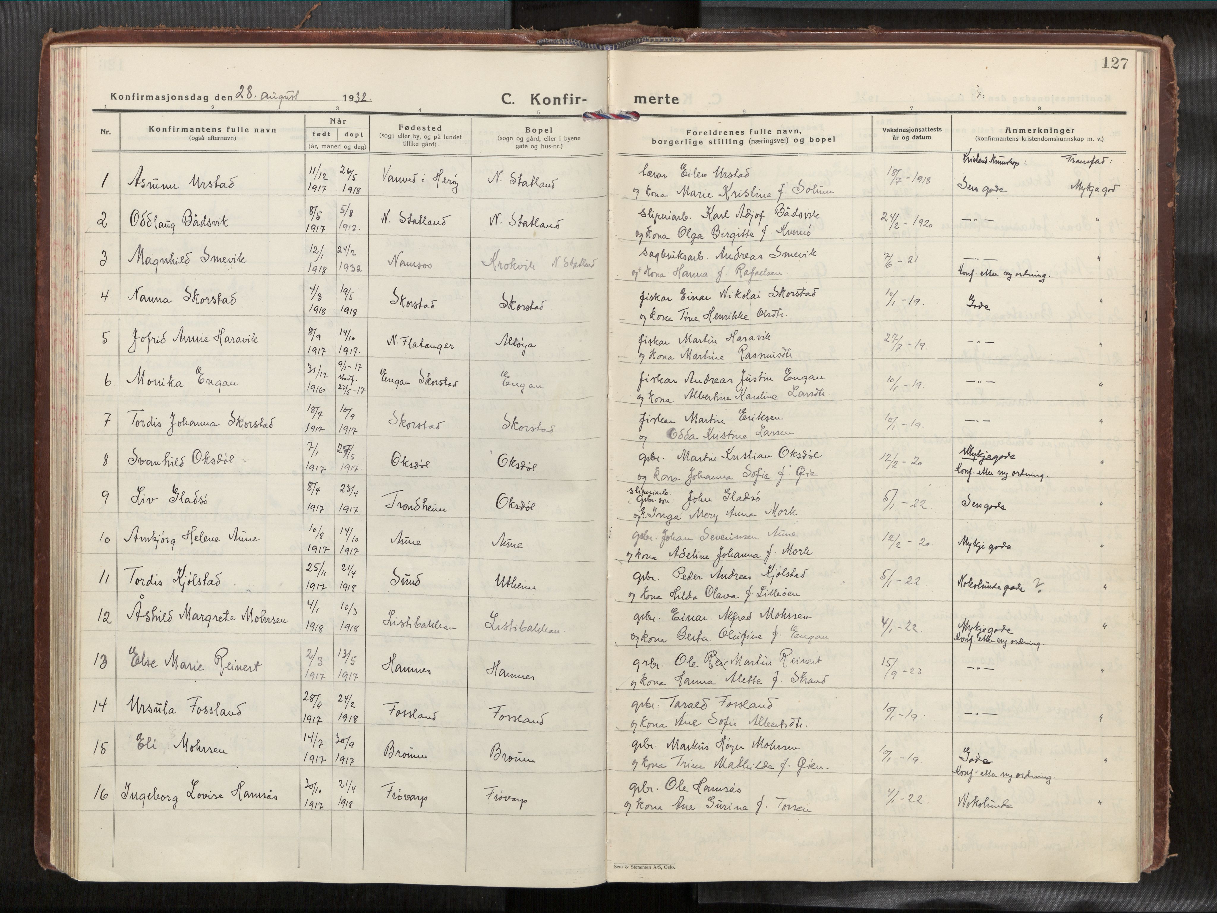 Ministerialprotokoller, klokkerbøker og fødselsregistre - Nord-Trøndelag, AV/SAT-A-1458/774/L0629a: Parish register (official) no. 774A04, 1927-1945, p. 127