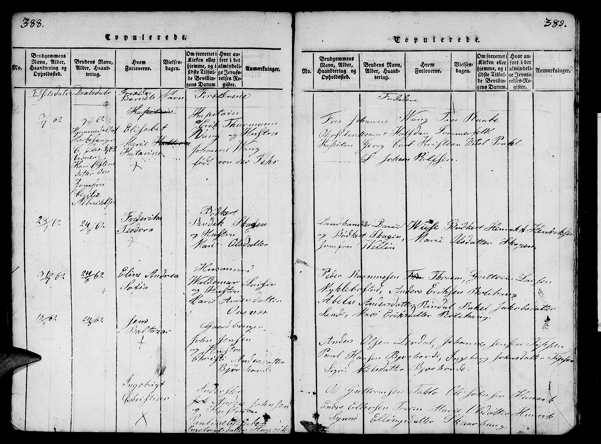 Eid sokneprestembete, AV/SAB-A-82301/H/Hab/Haba/L0001: Parish register (copy) no. A 1, 1816-1862, p. 388-389