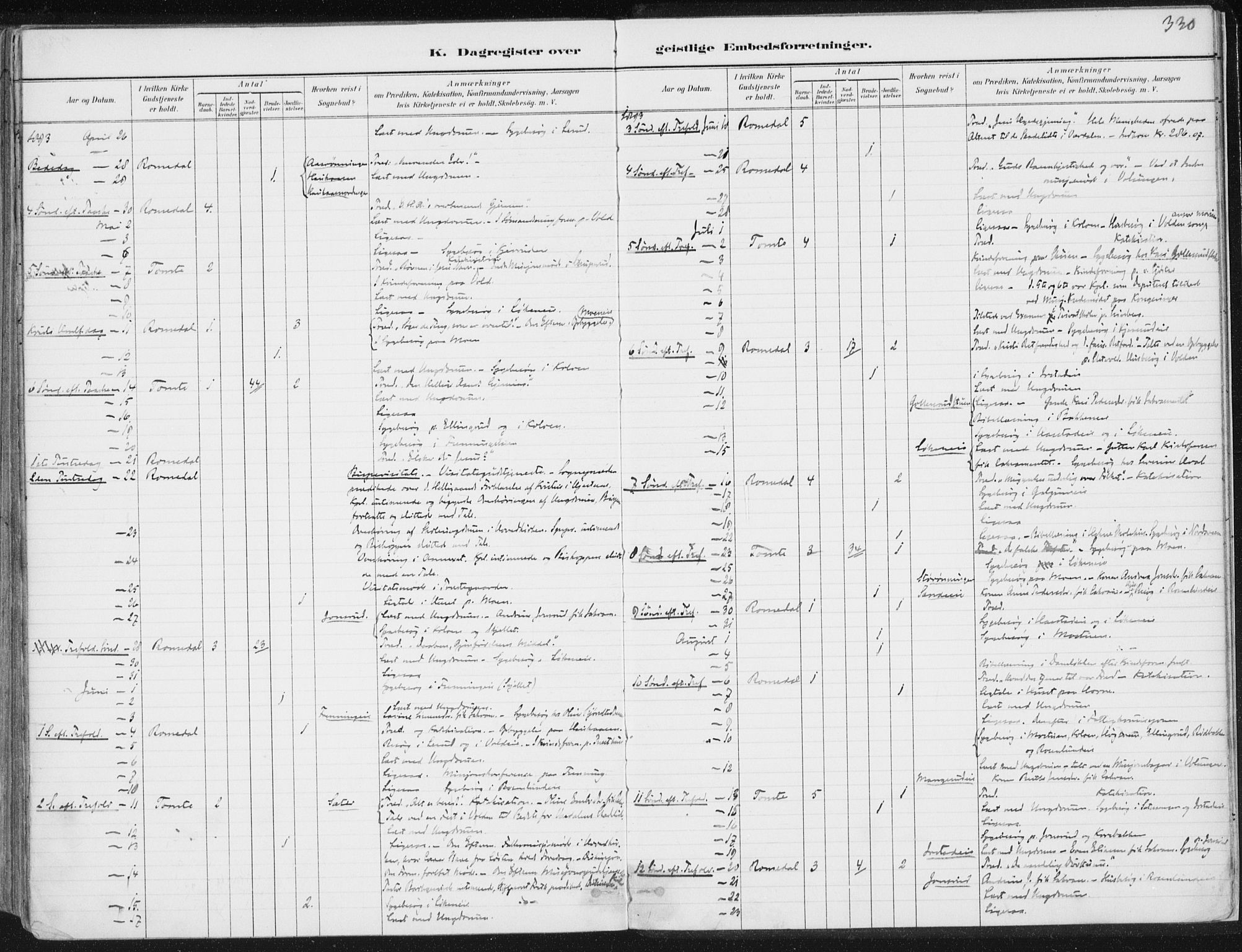 Romedal prestekontor, SAH/PREST-004/K/L0010: Parish register (official) no. 10, 1880-1895, p. 330