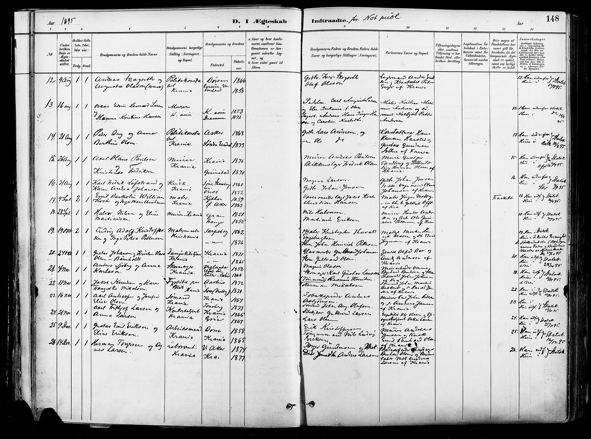 Johannes prestekontor Kirkebøker, AV/SAO-A-10852/F/Fa/L0004: Parish register (official) no. 4, 1883-1907, p. 148