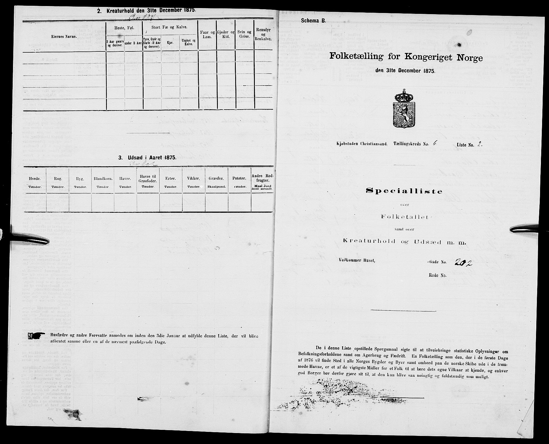 SAK, 1875 census for 1001P Kristiansand, 1875, p. 756