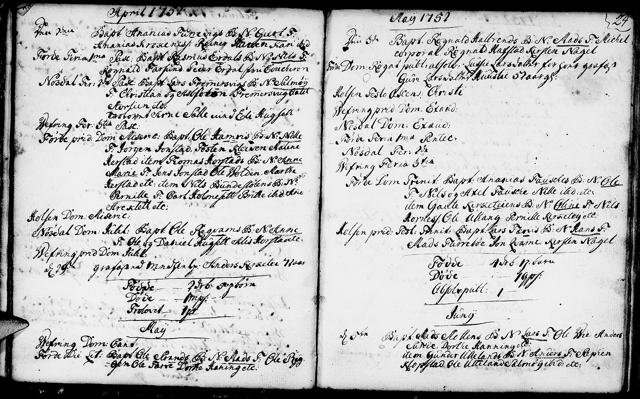 Førde sokneprestembete, SAB/A-79901/H/Haa/Haaa/L0003: Parish register (official) no. A 3, 1749-1764, p. 24