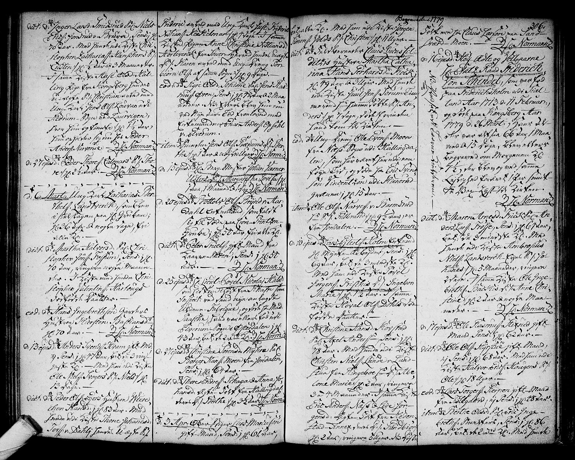 Kongsberg kirkebøker, AV/SAKO-A-22/F/Fa/L0005: Parish register (official) no. I 5, 1769-1782, p. 306