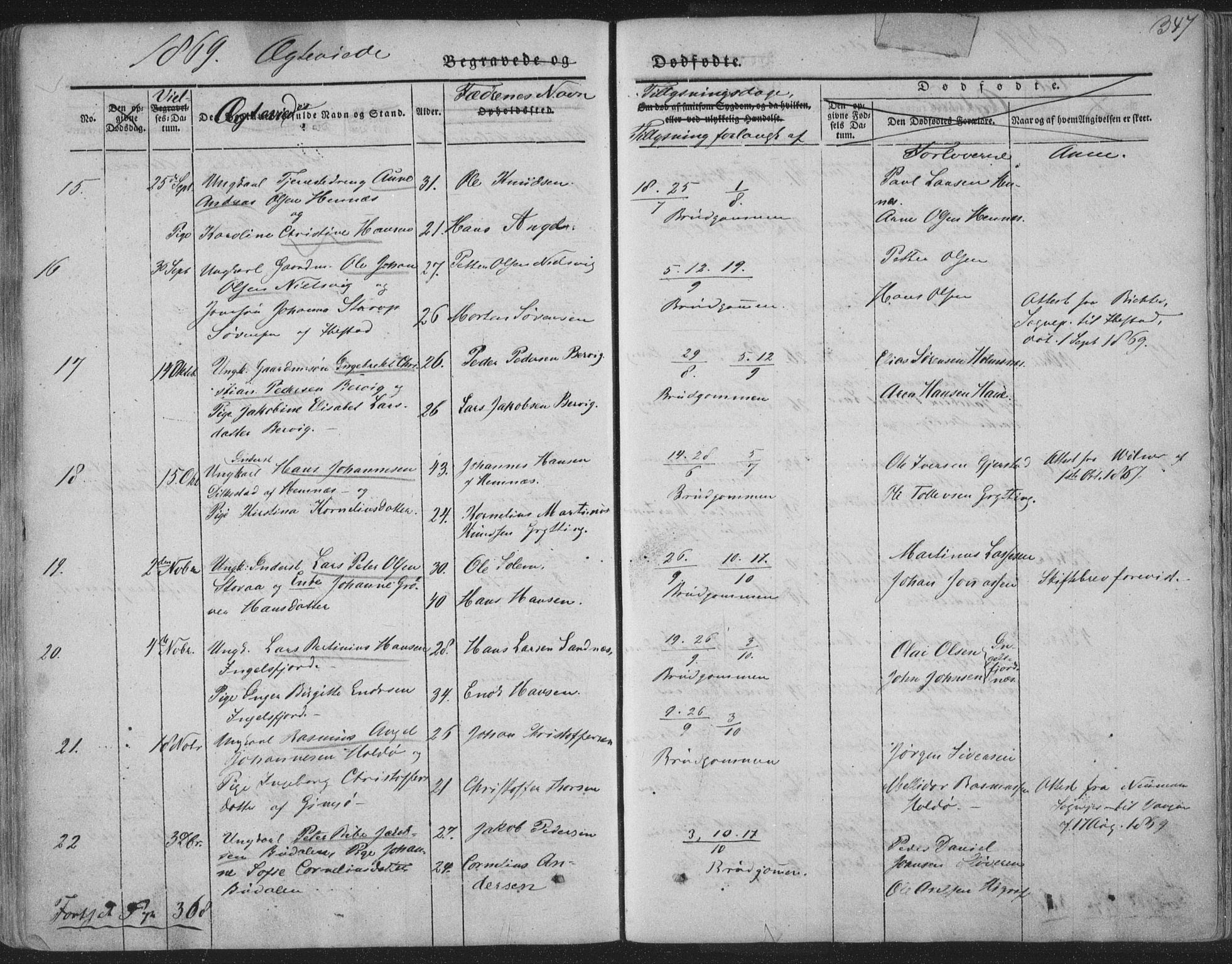 Ministerialprotokoller, klokkerbøker og fødselsregistre - Nordland, AV/SAT-A-1459/888/L1241: Parish register (official) no. 888A07, 1849-1869, p. 347