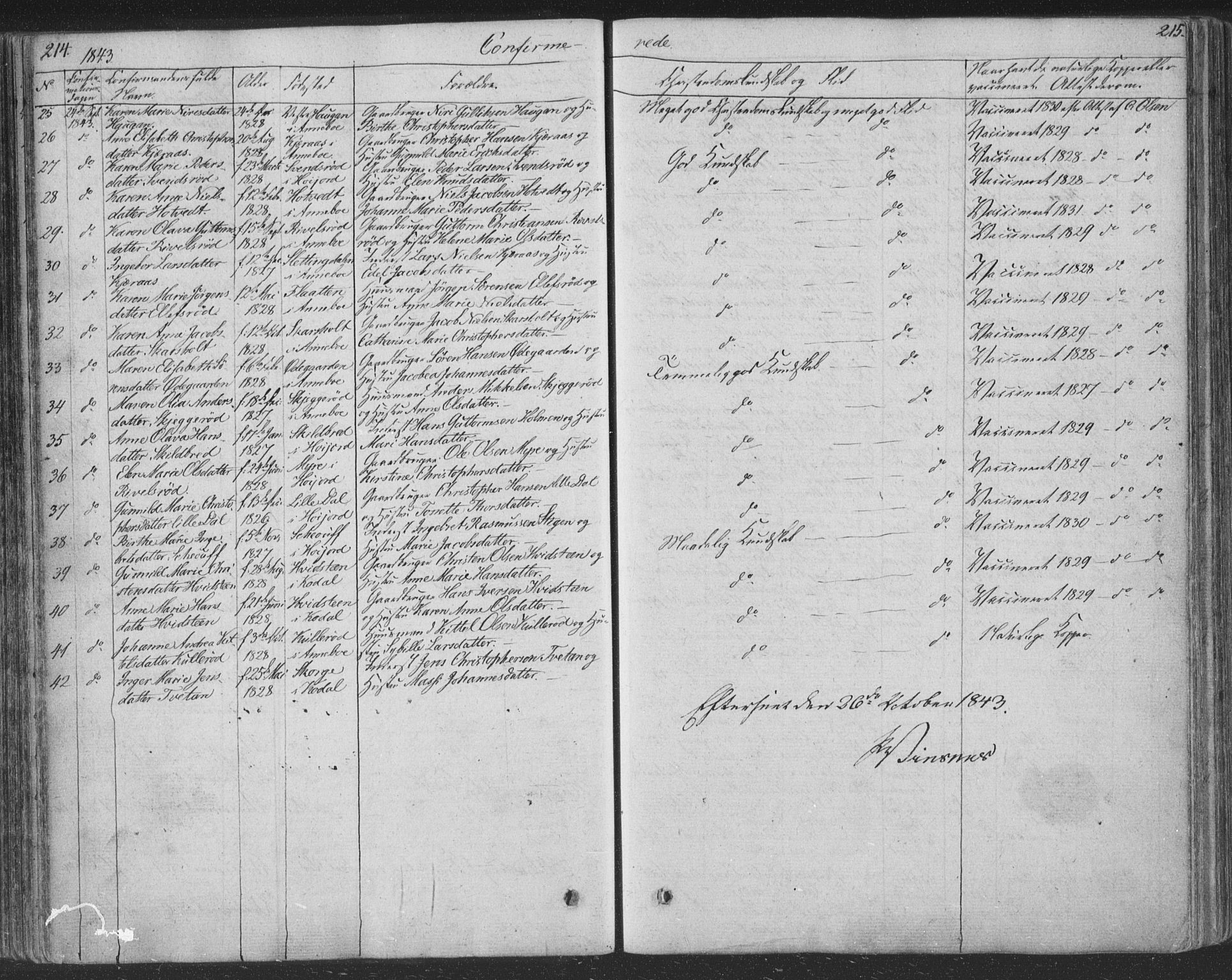 Andebu kirkebøker, SAKO/A-336/F/Fa/L0004: Parish register (official) no. 4, 1829-1856, p. 214-215
