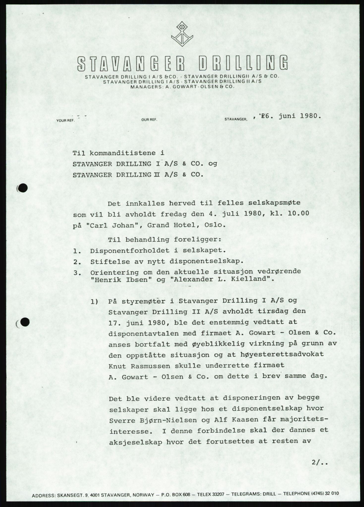 Pa 1503 - Stavanger Drilling AS, AV/SAST-A-101906/A/Ab/Abb/L0003: Styremøter Stavanger Drilling II A/S., 1976-1983, p. 824