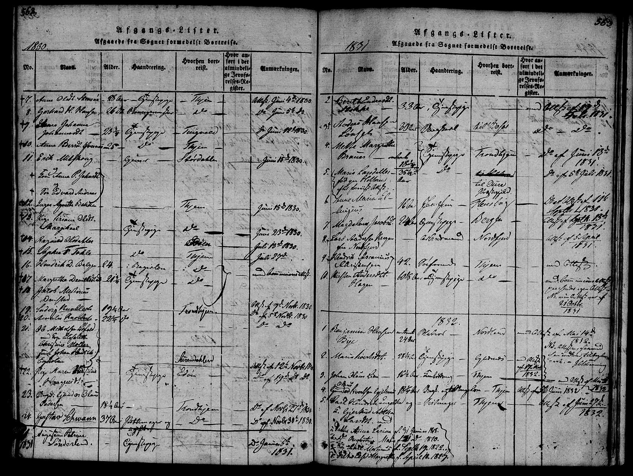 Ministerialprotokoller, klokkerbøker og fødselsregistre - Møre og Romsdal, AV/SAT-A-1454/572/L0842: Parish register (official) no. 572A05, 1819-1832, p. 562-563