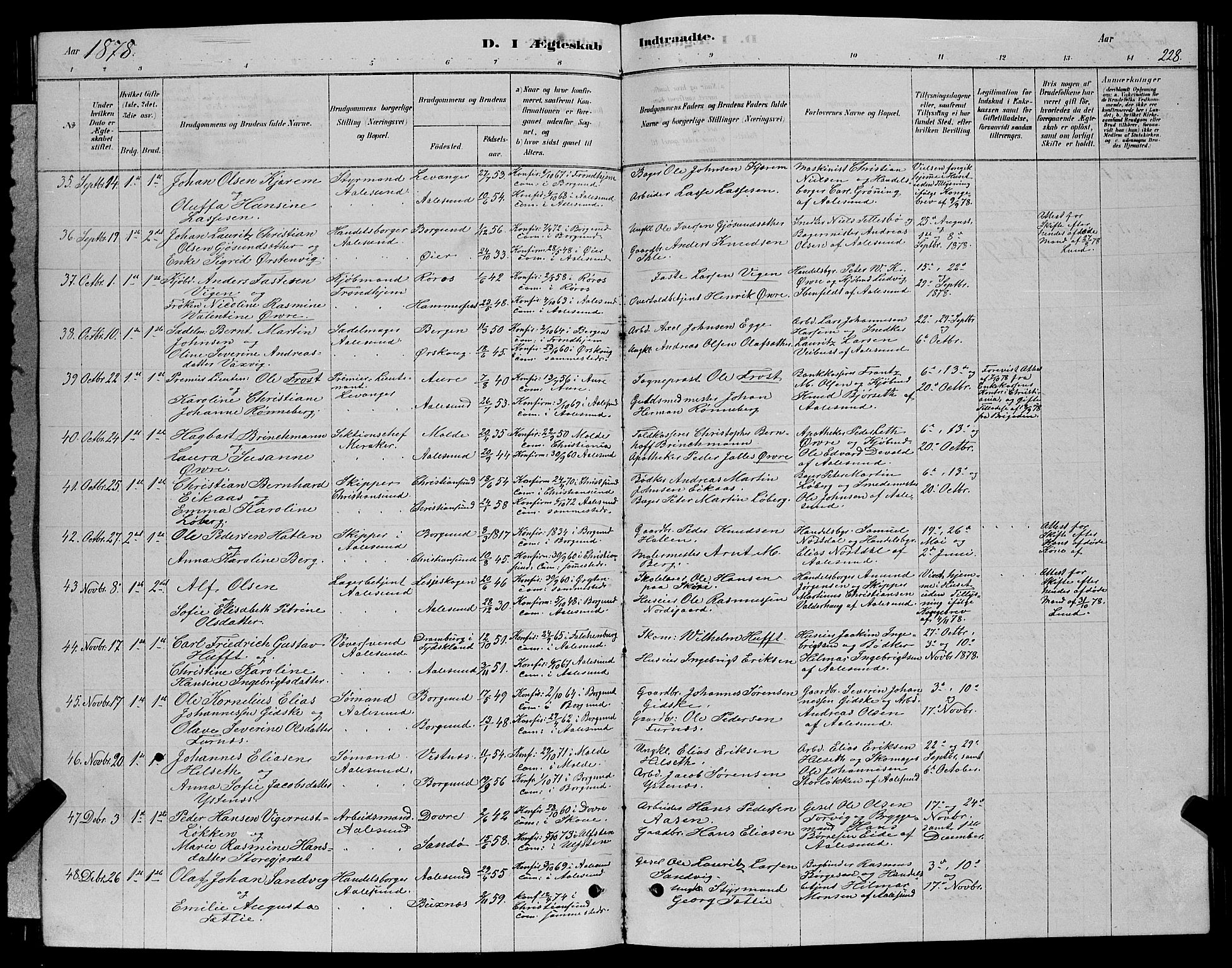 Ministerialprotokoller, klokkerbøker og fødselsregistre - Møre og Romsdal, SAT/A-1454/529/L0466: Parish register (copy) no. 529C03, 1878-1888, p. 228