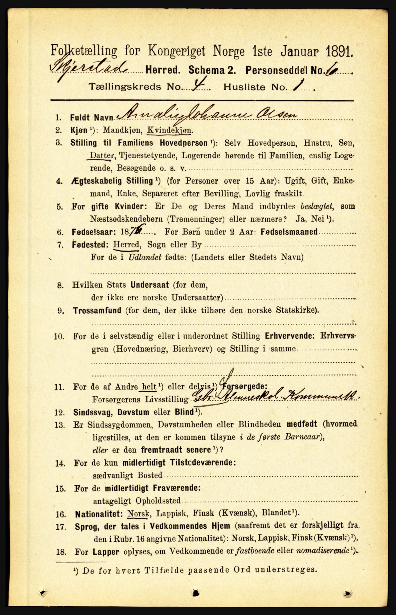 RA, 1891 census for 1842 Skjerstad, 1891, p. 1106