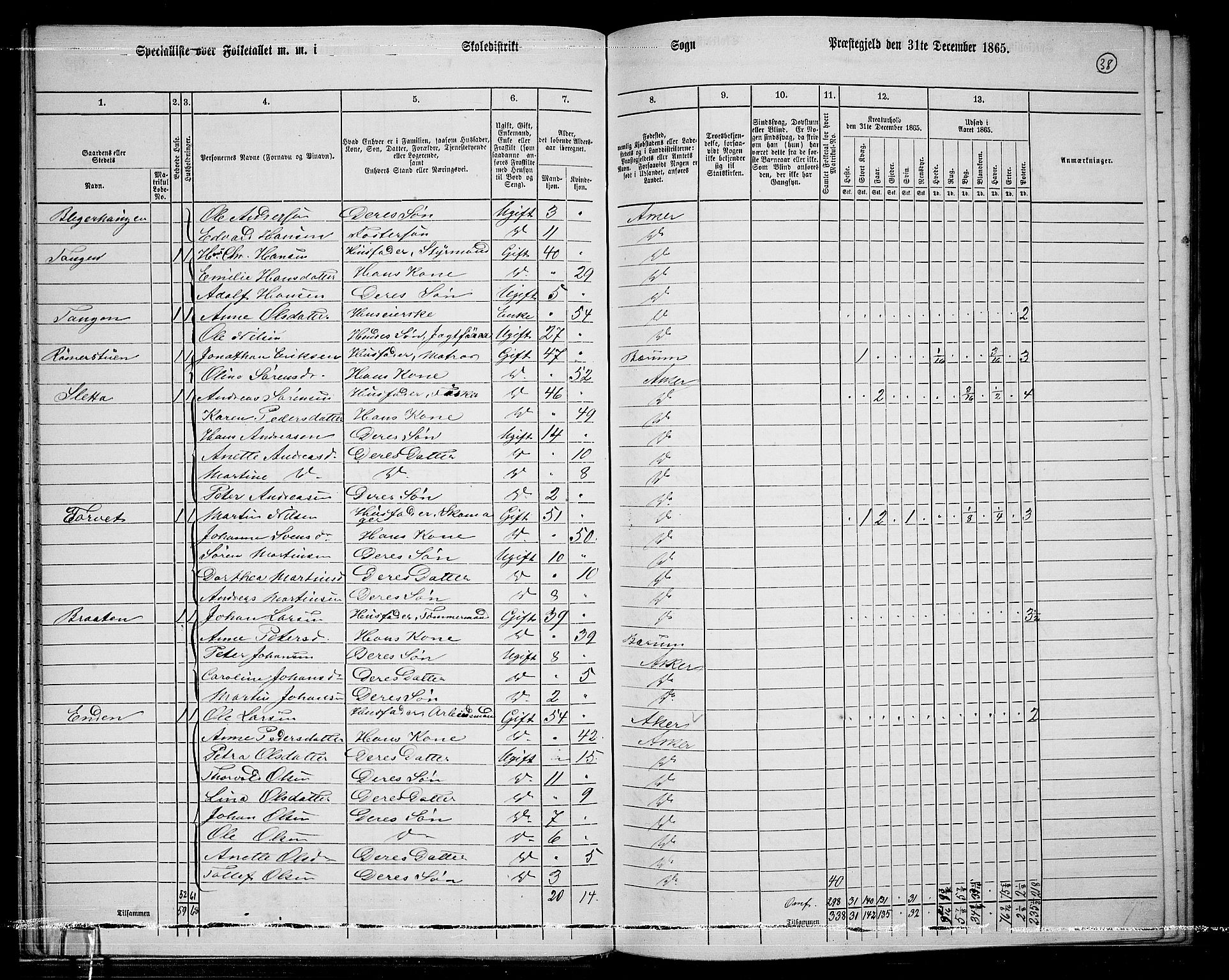 RA, 1865 census for Asker, 1865, p. 40