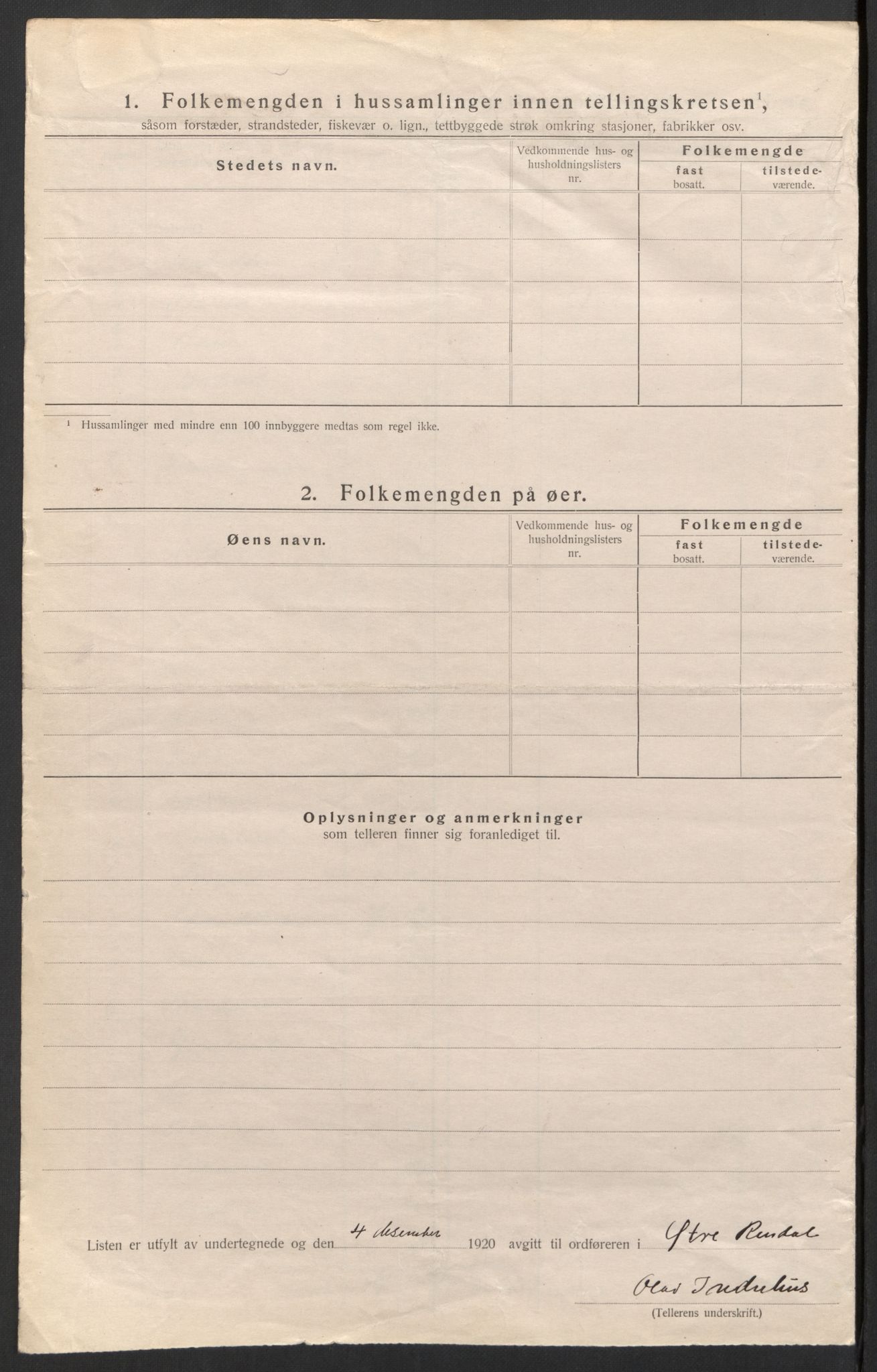 SAH, 1920 census for Ytre Rendal, 1920, p. 36