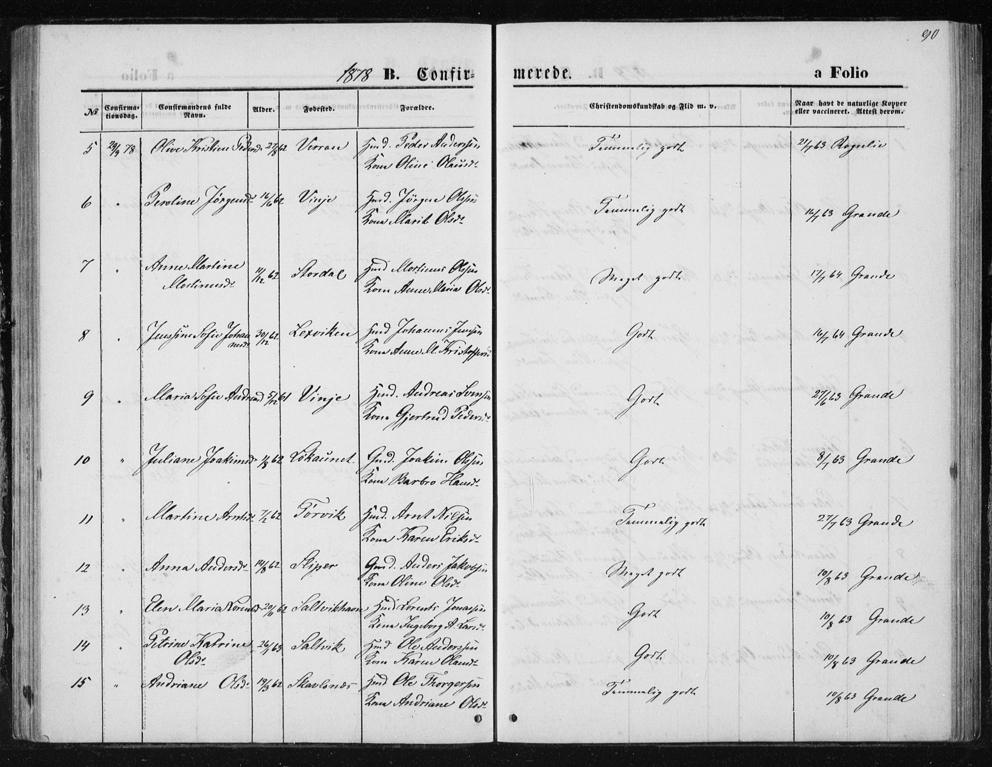 Ministerialprotokoller, klokkerbøker og fødselsregistre - Nord-Trøndelag, SAT/A-1458/733/L0324: Parish register (official) no. 733A03, 1870-1883, p. 90