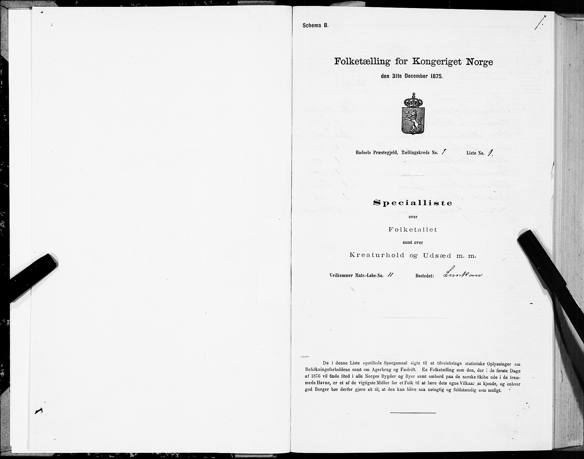 SAT, 1875 census for 1866P Hadsel, 1875, p. 1001