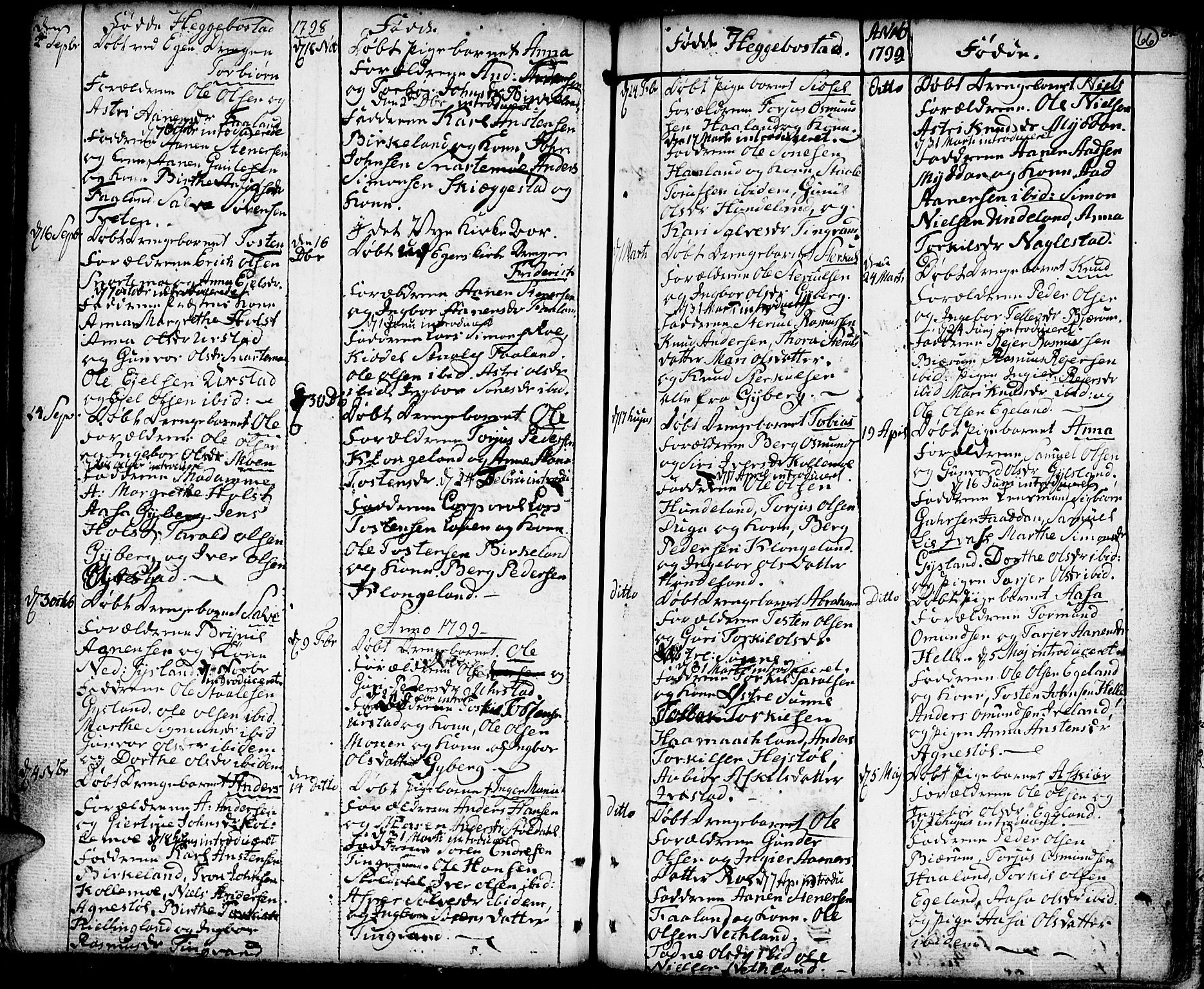Hægebostad sokneprestkontor, SAK/1111-0024/F/Fa/Faa/L0001: Parish register (official) no. A 1 /1, 1760-1820, p. 66