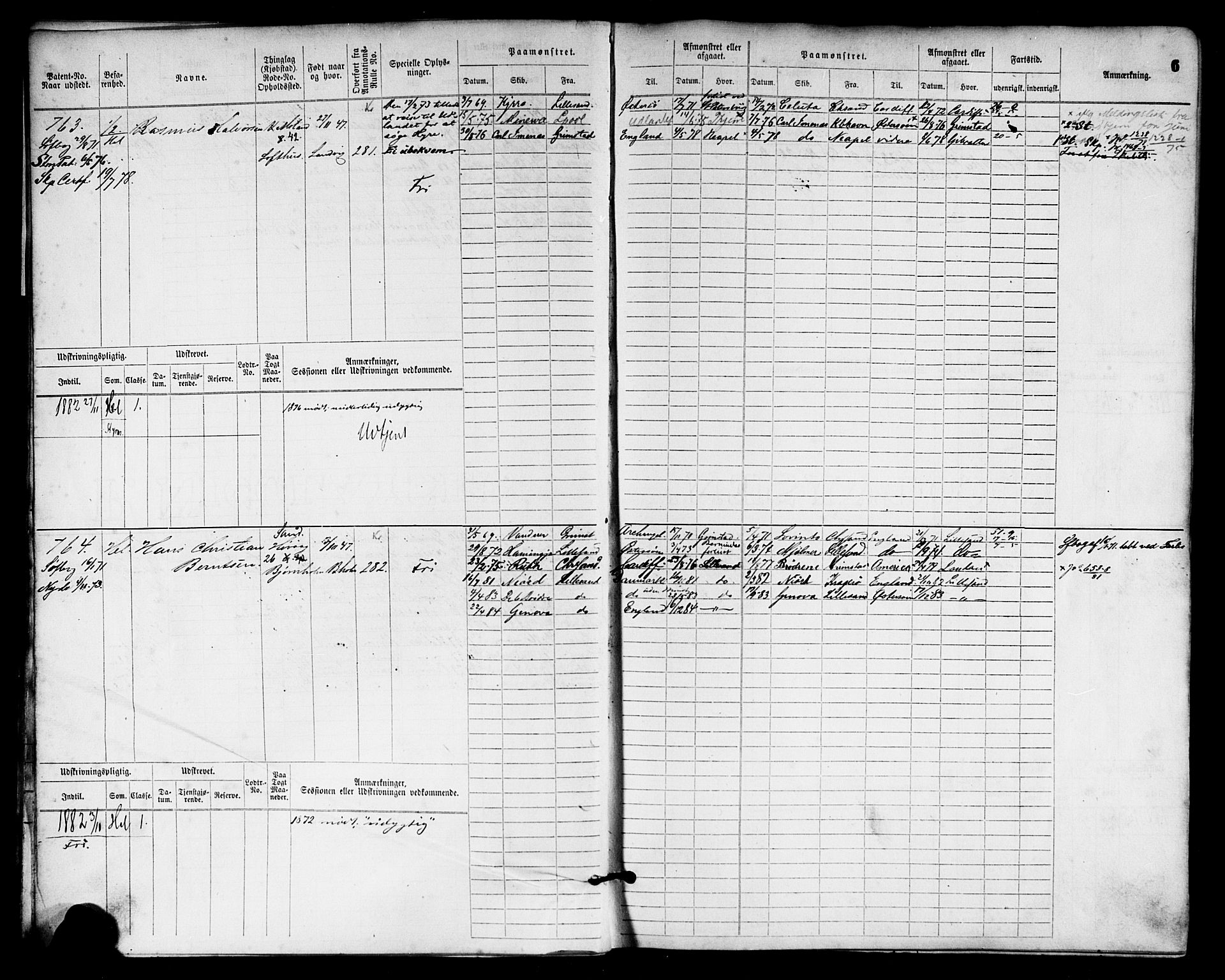 Lillesand mønstringskrets, AV/SAK-2031-0014/F/Fb/L0013: Hovedrulle nr 755-1516 uten register, G-4, 1869-1920, p. 7