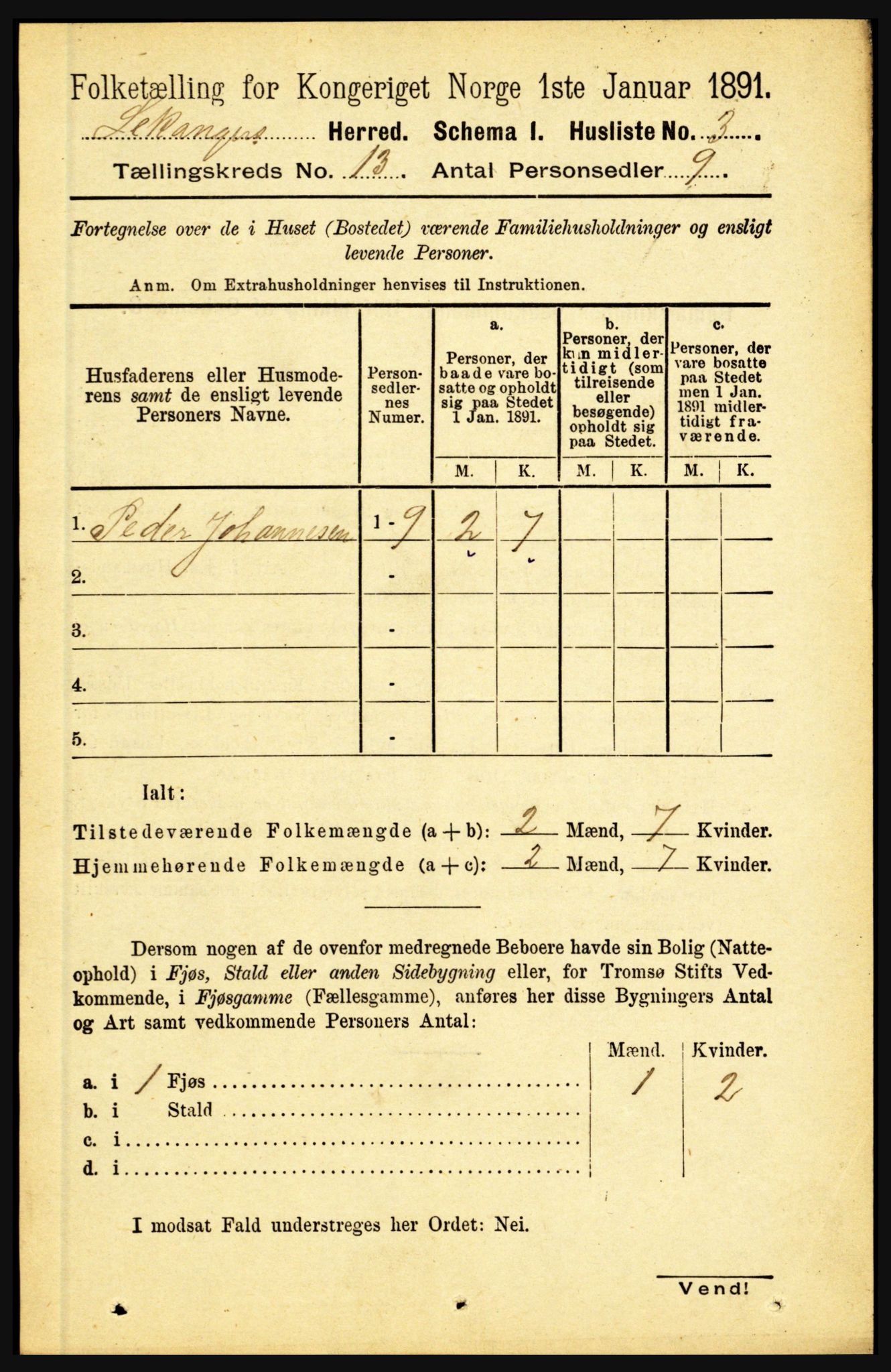 RA, 1891 census for 1419 Leikanger, 1891, p. 2415