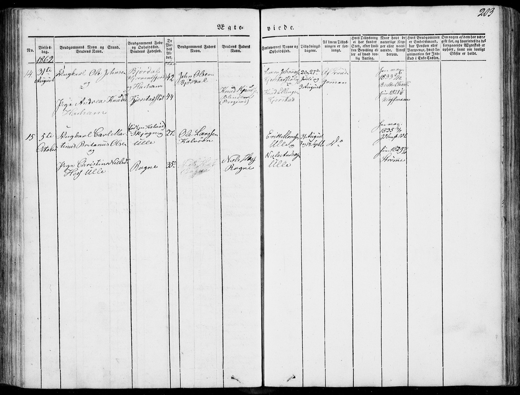Ministerialprotokoller, klokkerbøker og fødselsregistre - Møre og Romsdal, SAT/A-1454/536/L0497: Parish register (official) no. 536A06, 1845-1865, p. 203