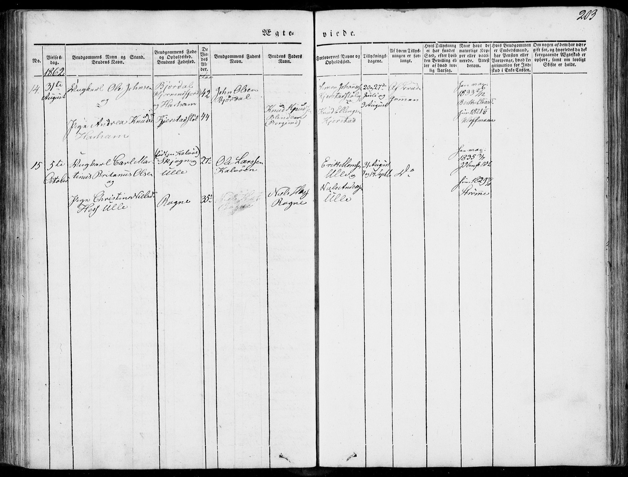 Ministerialprotokoller, klokkerbøker og fødselsregistre - Møre og Romsdal, AV/SAT-A-1454/536/L0497: Parish register (official) no. 536A06, 1845-1865, p. 203