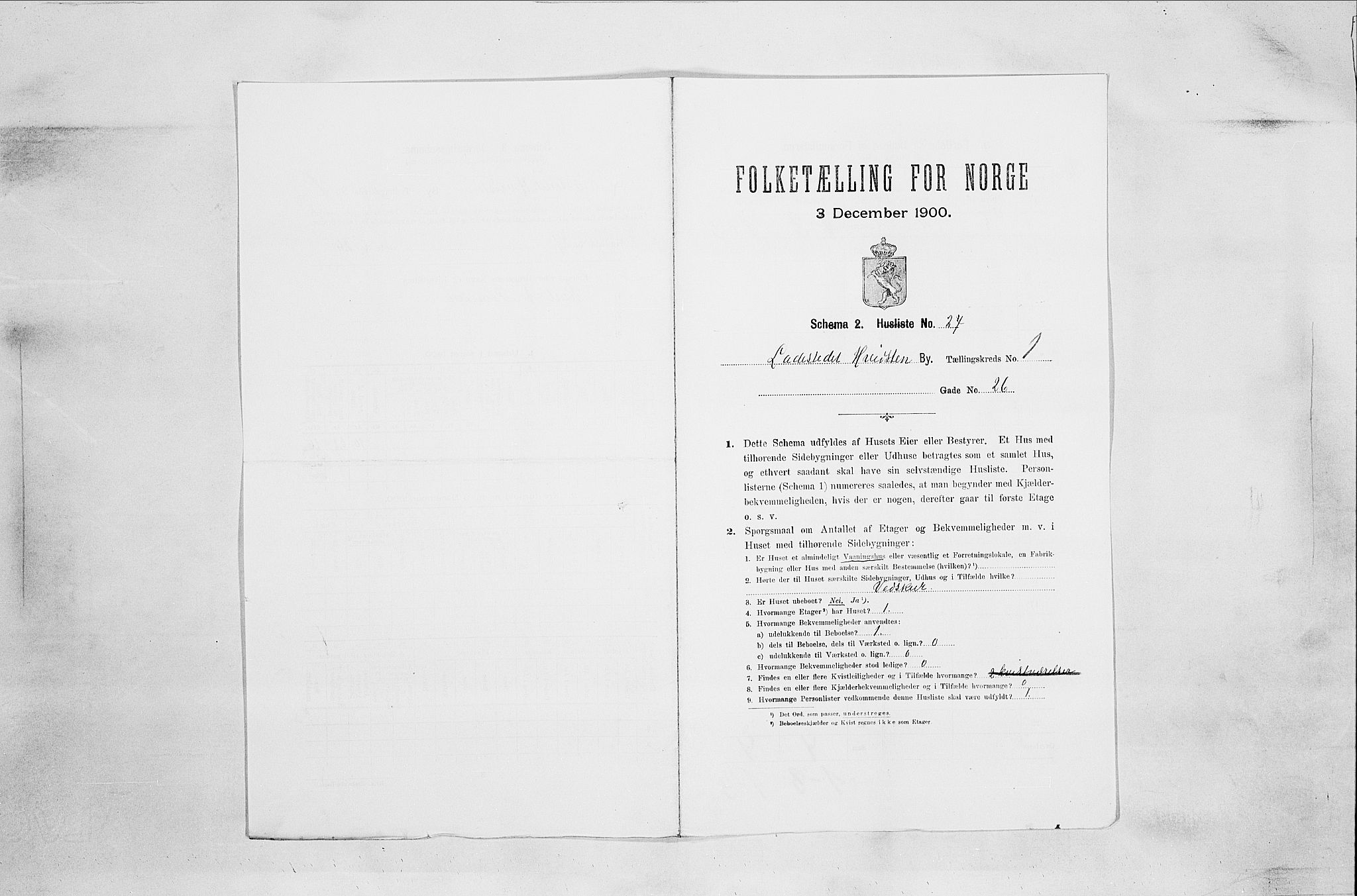 SAO, 1900 census for Hvitsten, 1900