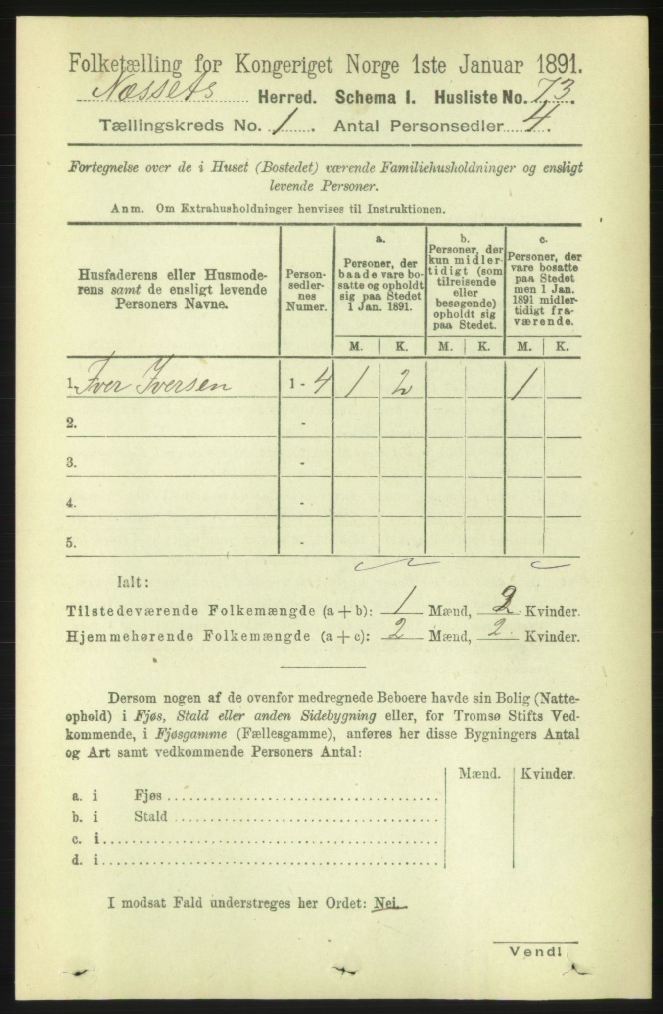 RA, 1891 census for 1543 Nesset, 1891, p. 87