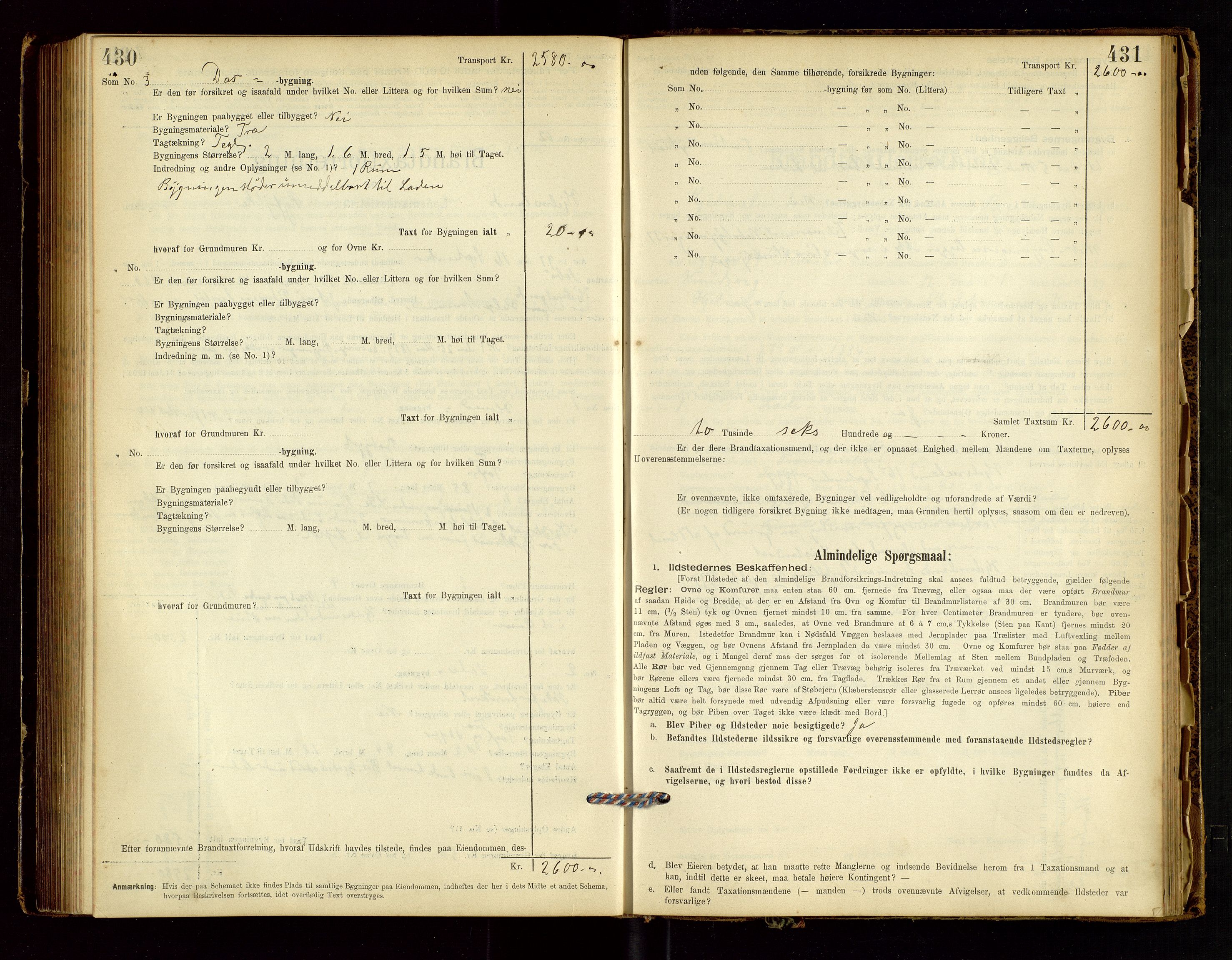 Hjelmeland lensmannskontor, AV/SAST-A-100439/Gob/L0001: "Brandtaxationsprotokol", 1895-1932, p. 430-431