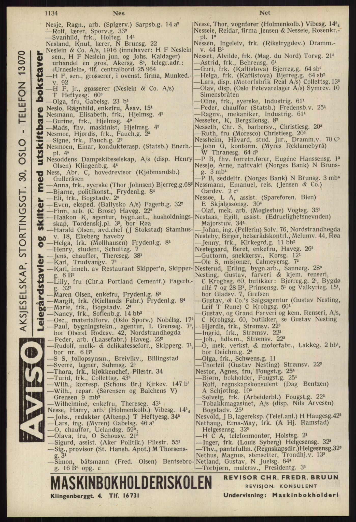 Kristiania/Oslo adressebok, PUBL/-, 1939, p. 1134