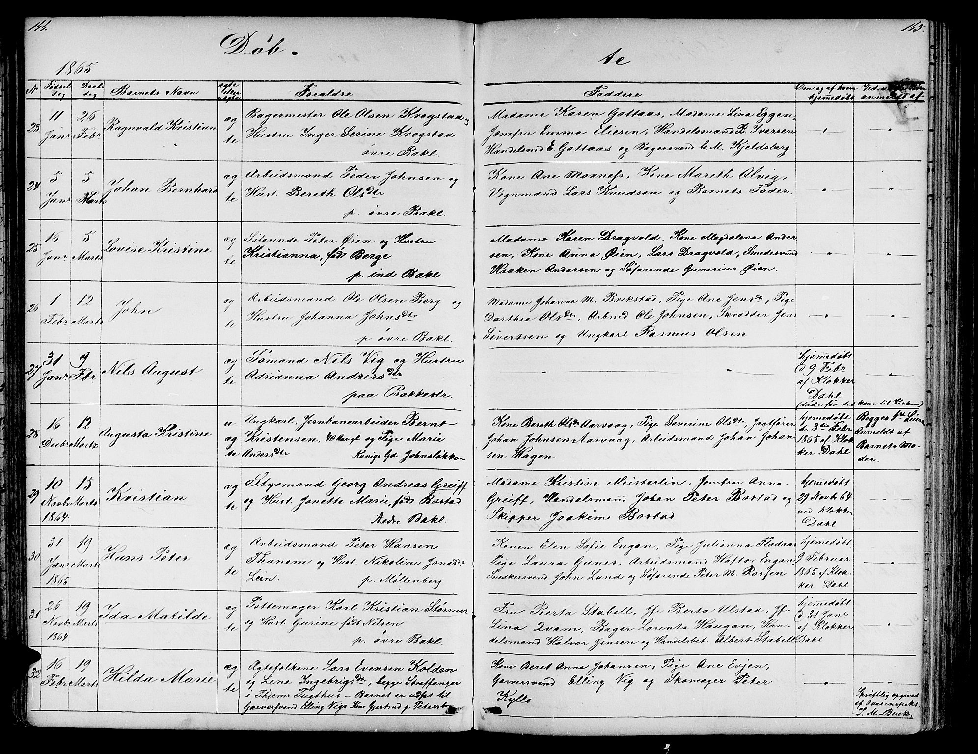 Ministerialprotokoller, klokkerbøker og fødselsregistre - Sør-Trøndelag, SAT/A-1456/604/L0219: Parish register (copy) no. 604C02, 1851-1869, p. 144-145