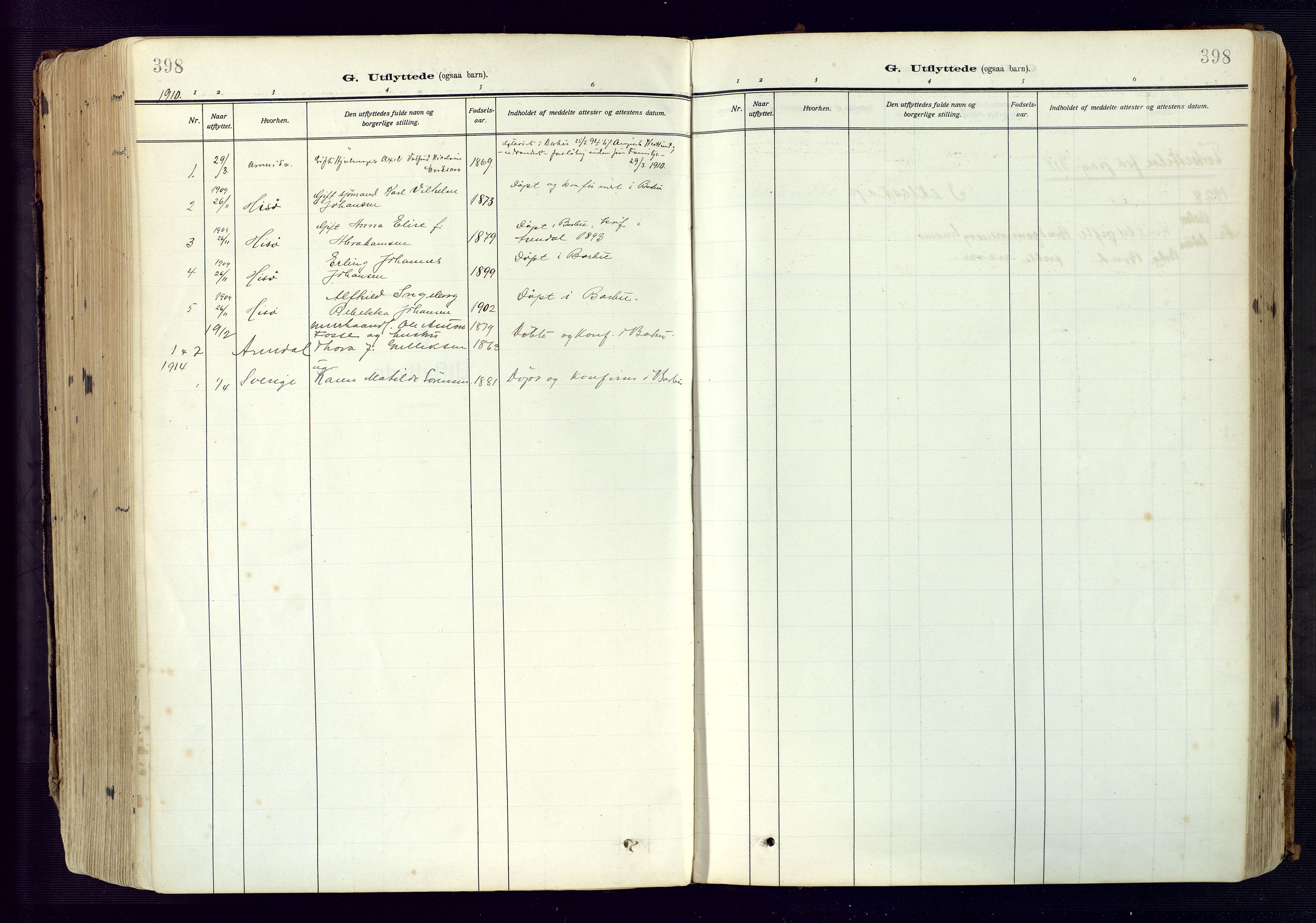 Barbu sokneprestkontor, AV/SAK-1111-0003/F/Fa/L0006: Parish register (official) no. A 6, 1910-1929, p. 398