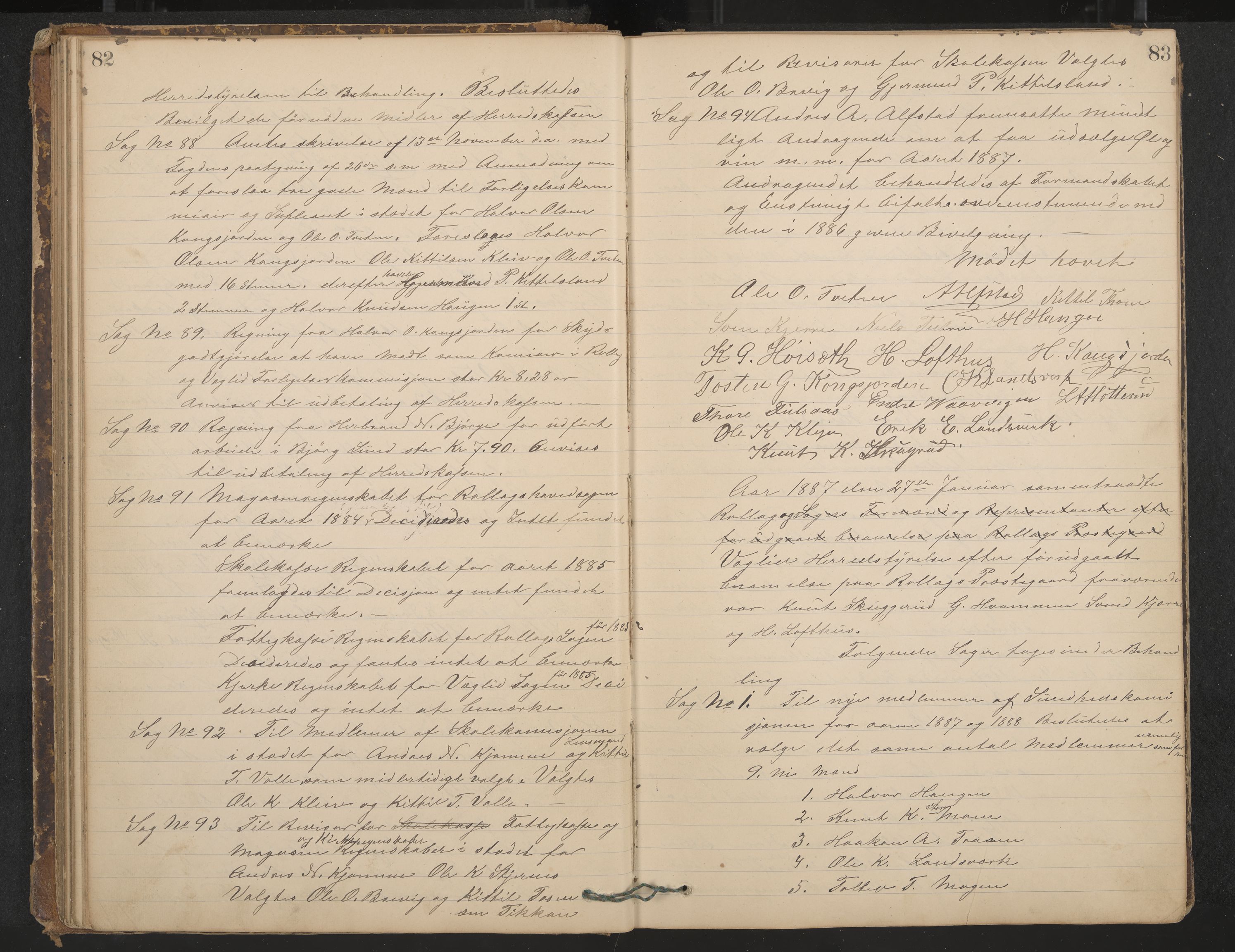 Rollag formannskap og sentraladministrasjon, IKAK/0632021-2/A/Aa/L0003: Møtebok, 1884-1897, p. 82-83