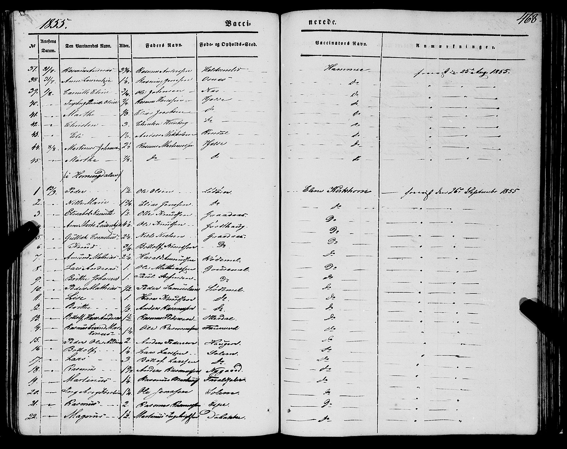 Eid sokneprestembete, AV/SAB-A-82301/H/Haa/Haaa/L0007: Parish register (official) no. A 7, 1844-1858, p. 468