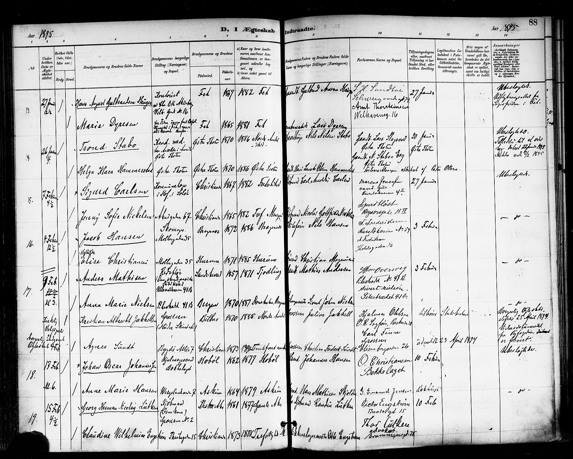 Trefoldighet prestekontor Kirkebøker, SAO/A-10882/F/Fc/L0004: Parish register (official) no. III 4, 1891-1900, p. 88