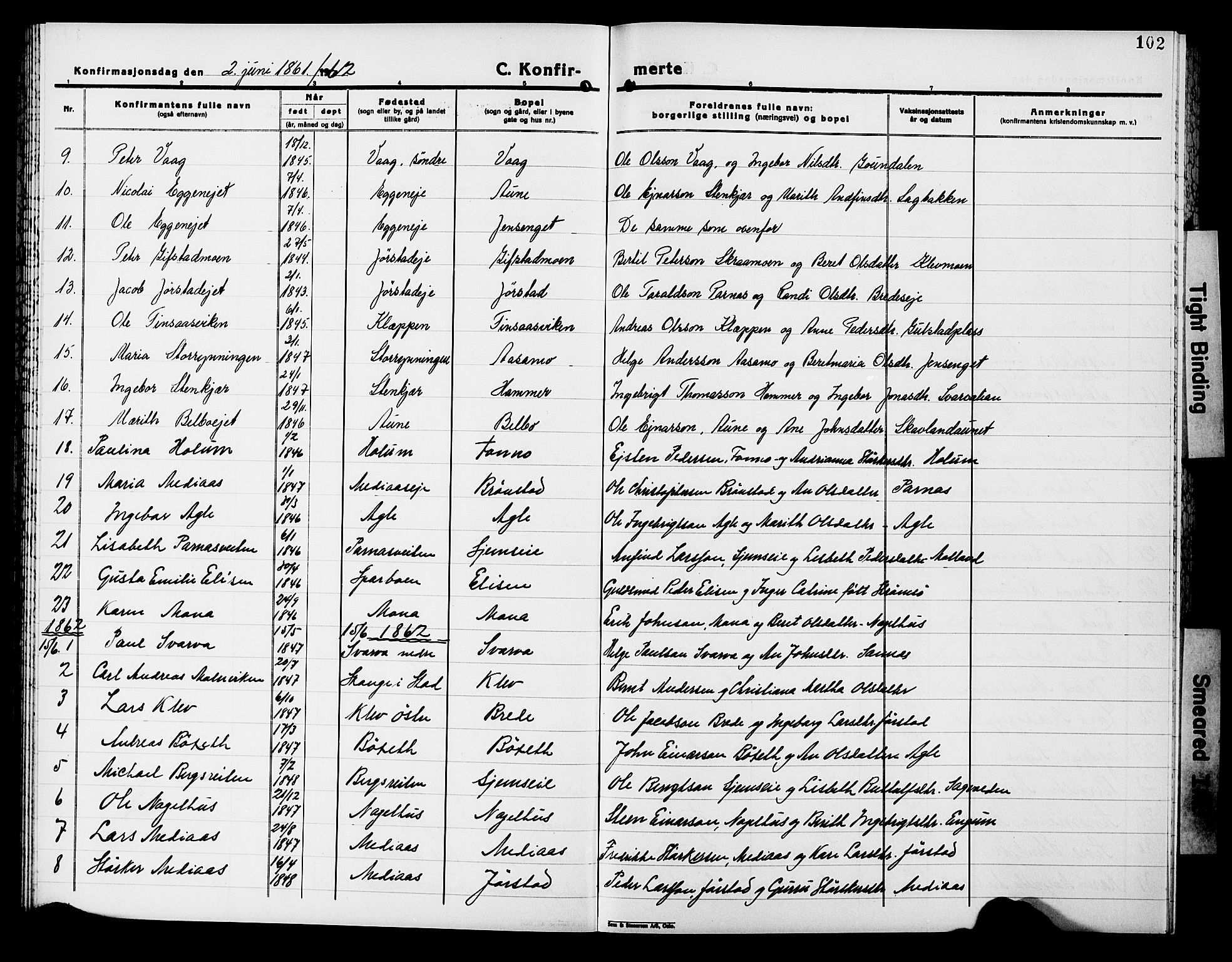 Ministerialprotokoller, klokkerbøker og fødselsregistre - Nord-Trøndelag, SAT/A-1458/749/L0485: Parish register (official) no. 749D01, 1857-1872, p. 102