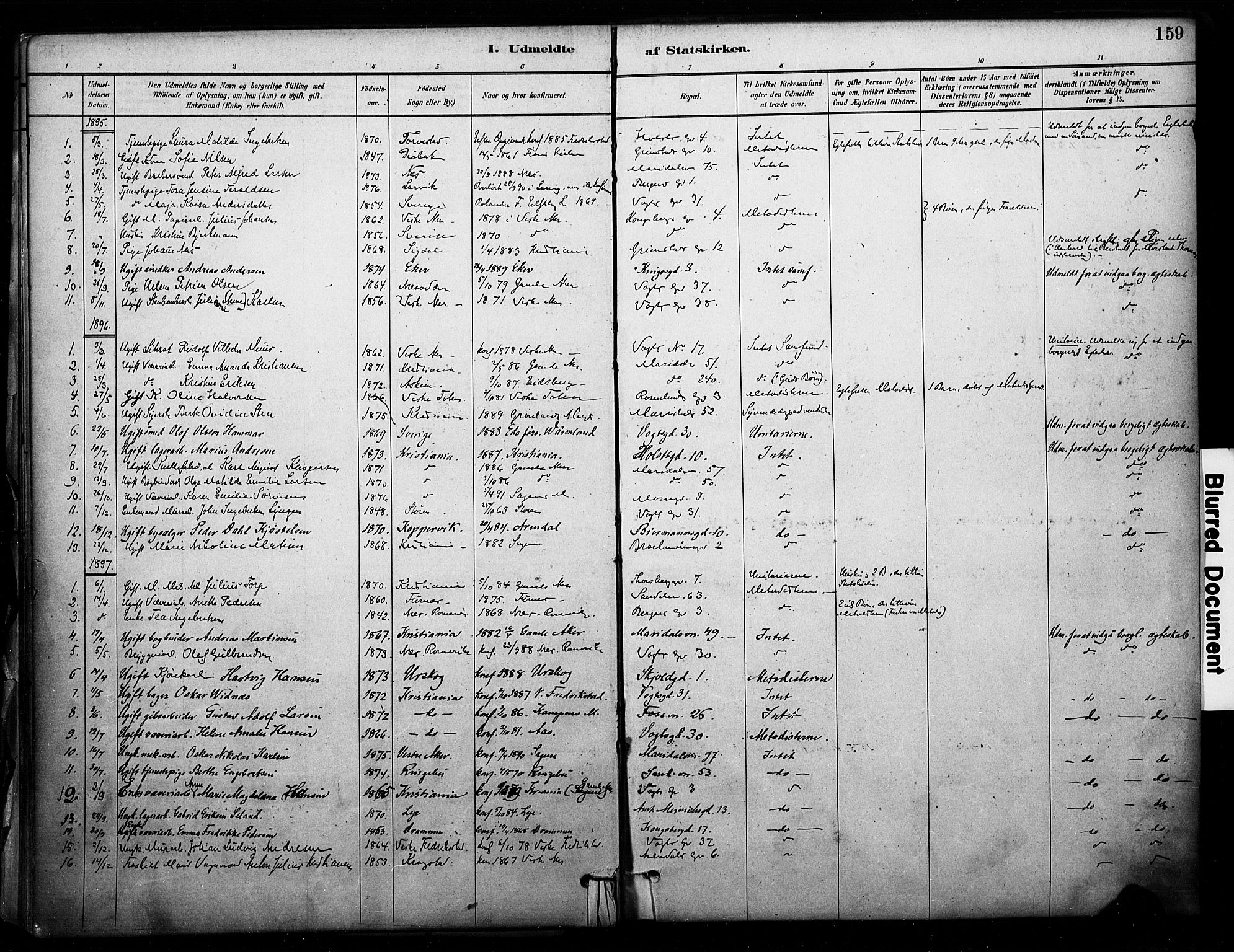 Sagene prestekontor Kirkebøker, SAO/A-10796/F/L0003: Parish register (official) no. 3, 1880-1922, p. 159