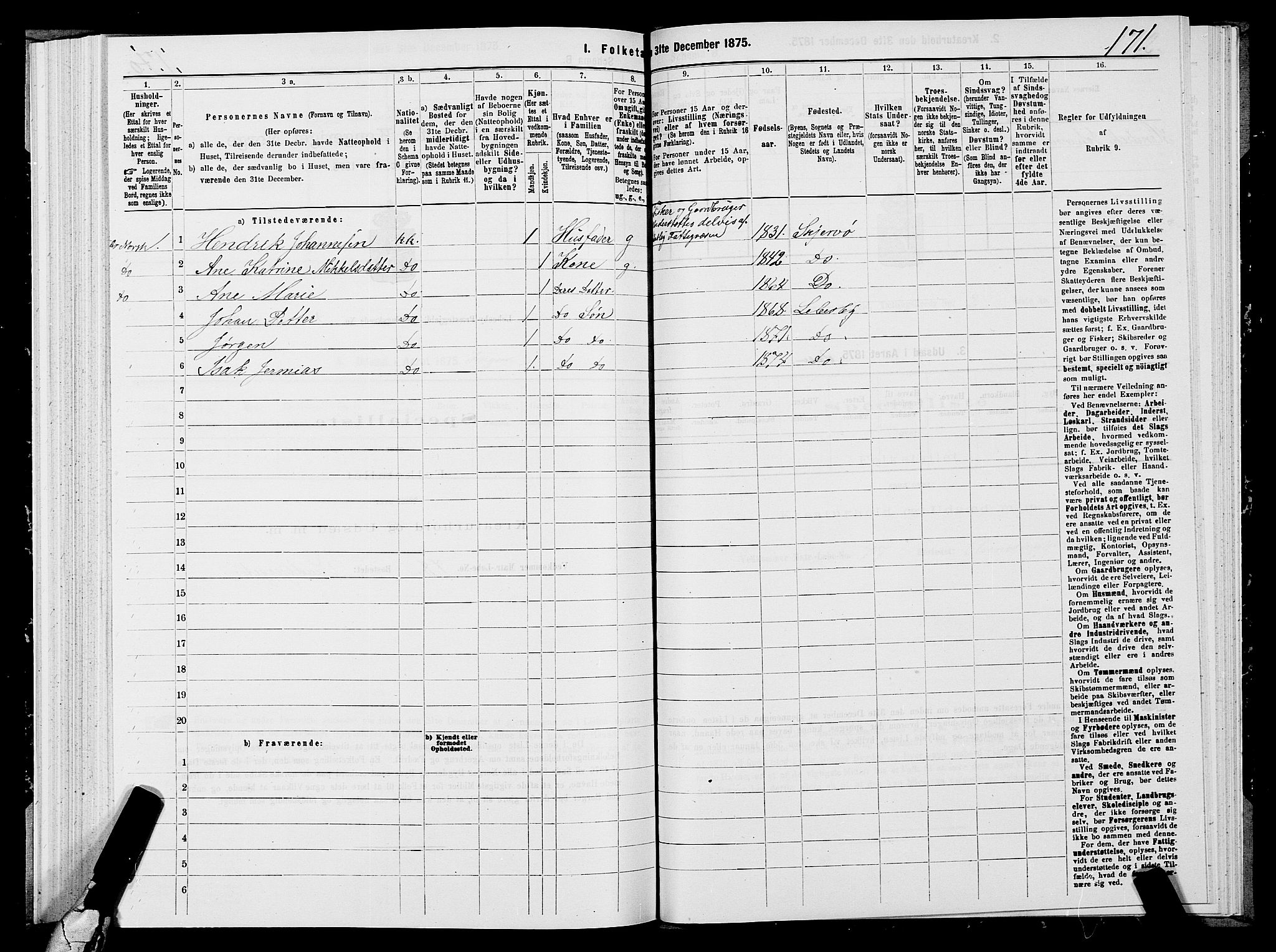 SATØ, 1875 census for 2022P Lebesby, 1875, p. 1171