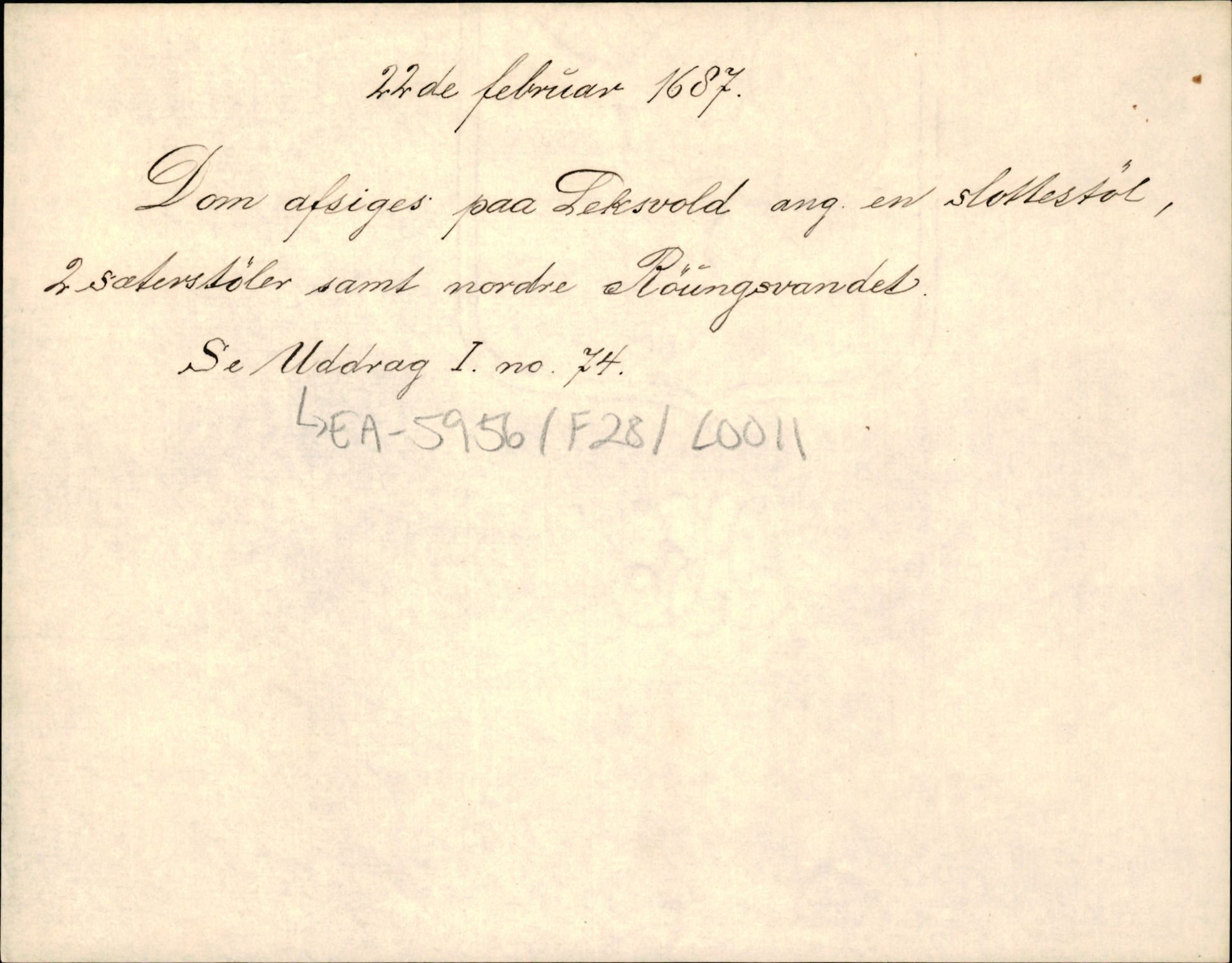 Riksarkivets diplomsamling, AV/RA-EA-5965/F35/F35d/L0005: Innlånte diplomer, seddelregister, 1661-1690, p. 520