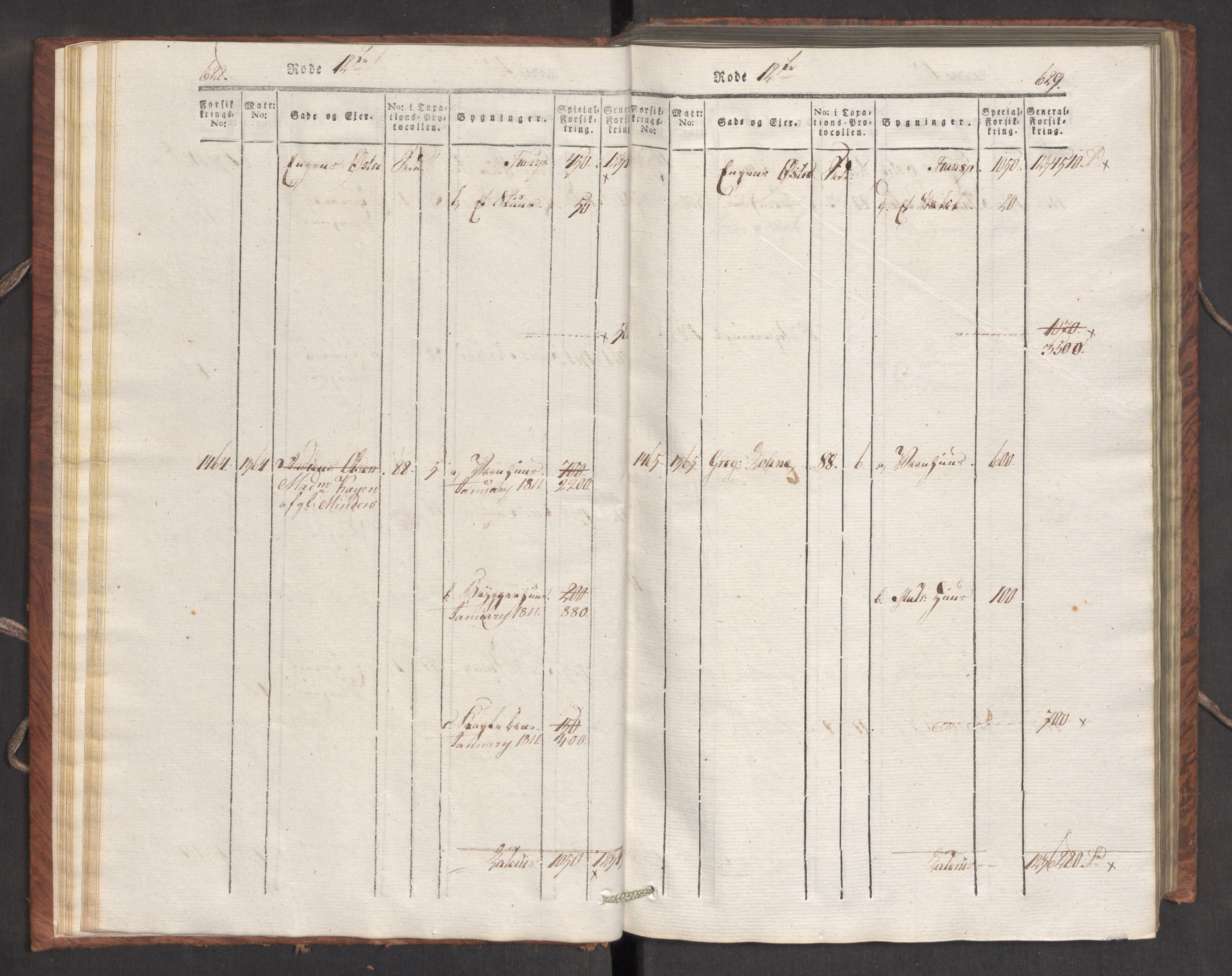 Kommersekollegiet, Brannforsikringskontoret 1767-1814, AV/RA-EA-5458/F/Fa/L0007/0002: Bergen / Branntakstprotokoll, 1807-1817, p. 628-629