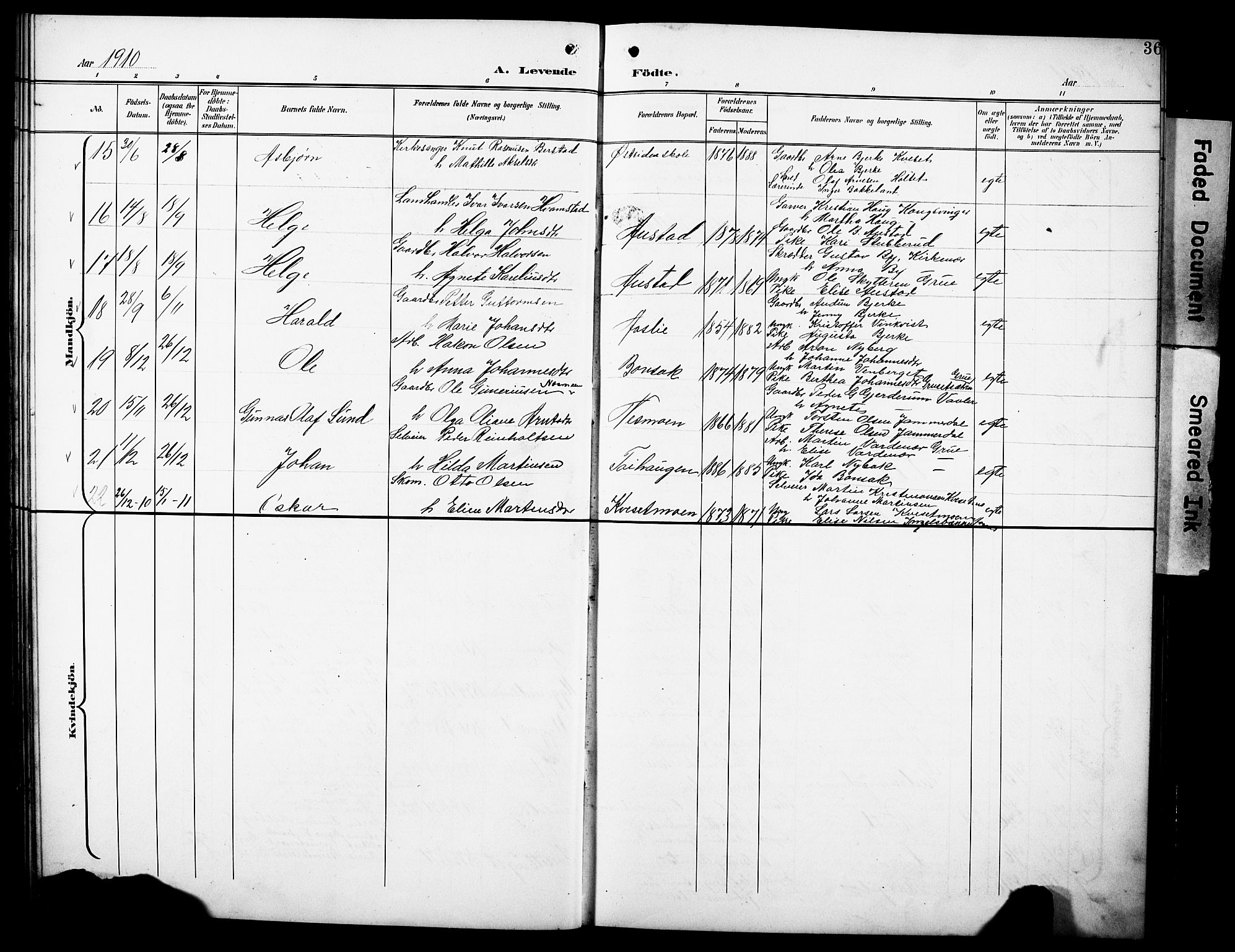 Hof prestekontor, AV/SAH-PREST-038/H/Ha/Hab/L0005: Parish register (copy) no. 5, 1899-1916, p. 36