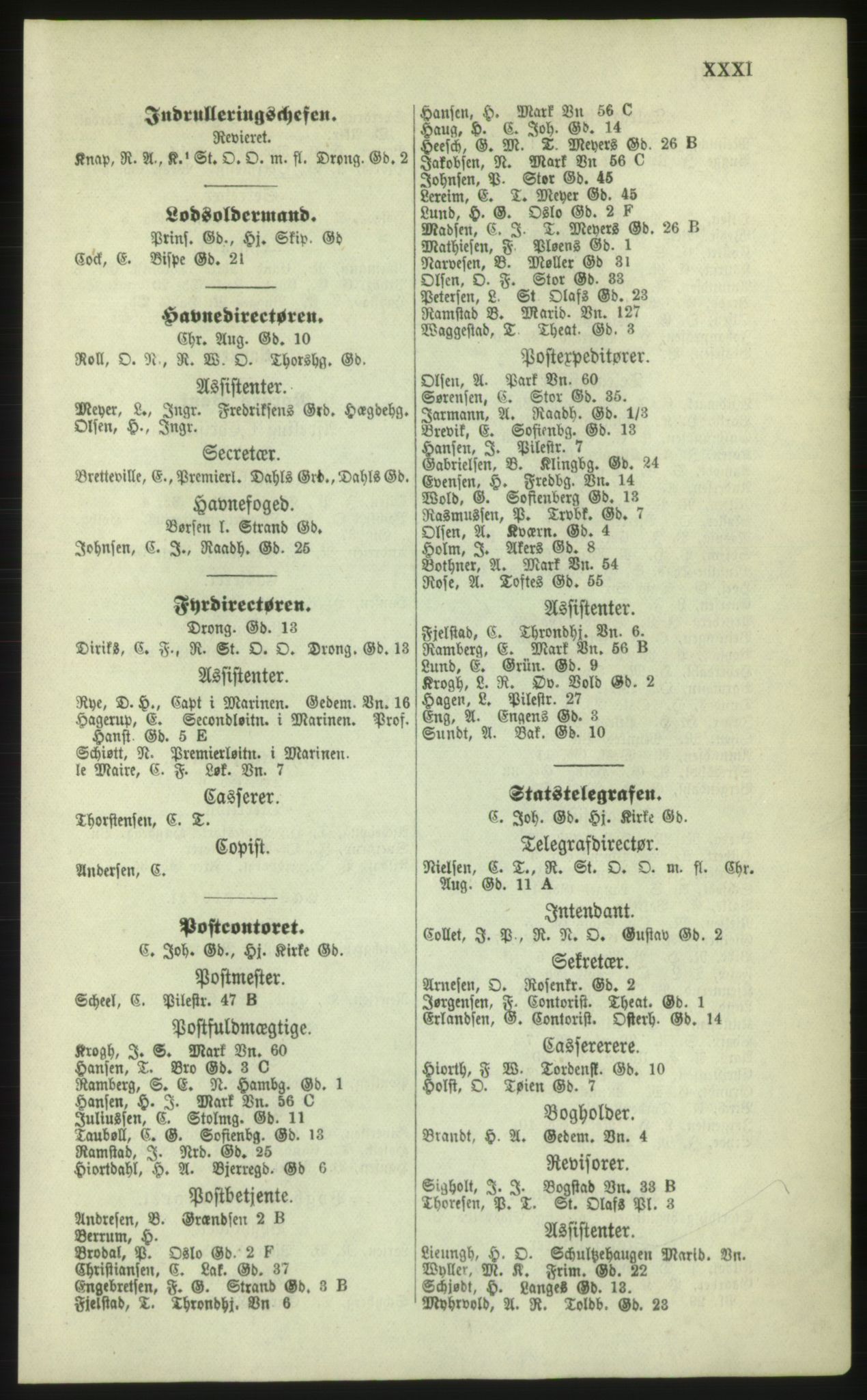 Kristiania/Oslo adressebok, PUBL/-, 1879, p. XXXI