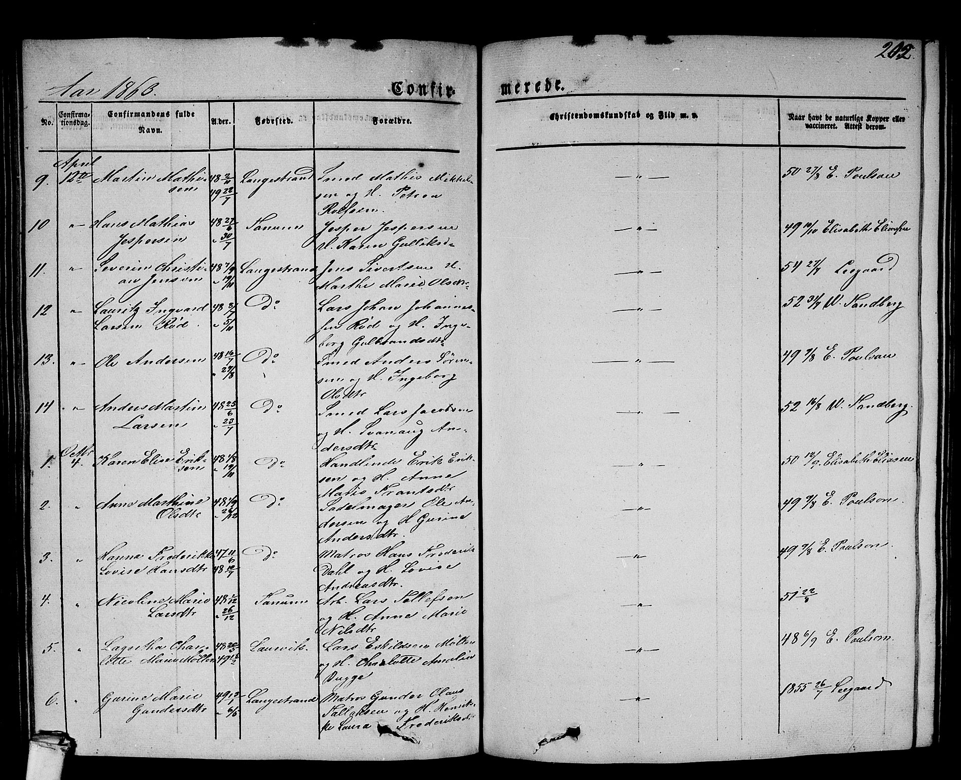 Larvik kirkebøker, AV/SAKO-A-352/G/Gb/L0002: Parish register (copy) no. II 2, 1843-1866, p. 202