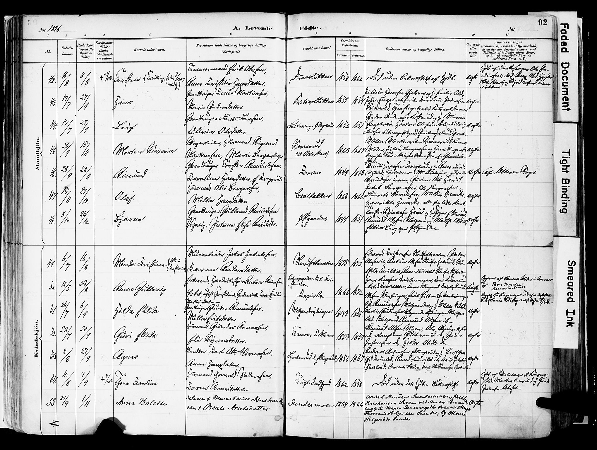 Sør-Odal prestekontor, AV/SAH-PREST-030/H/Ha/Haa/L0006: Parish register (official) no. 6, 1886-1931, p. 92