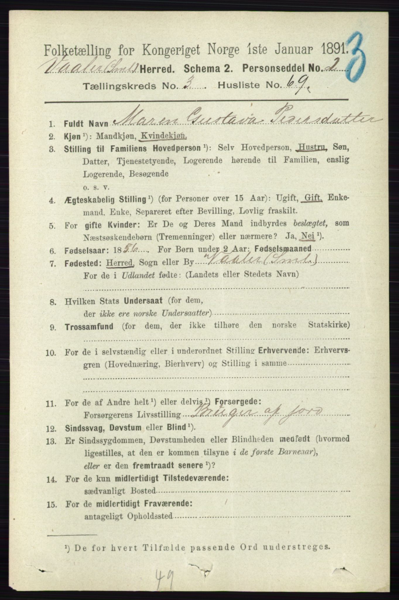 RA, 1891 census for 0137 Våler, 1891, p. 1544