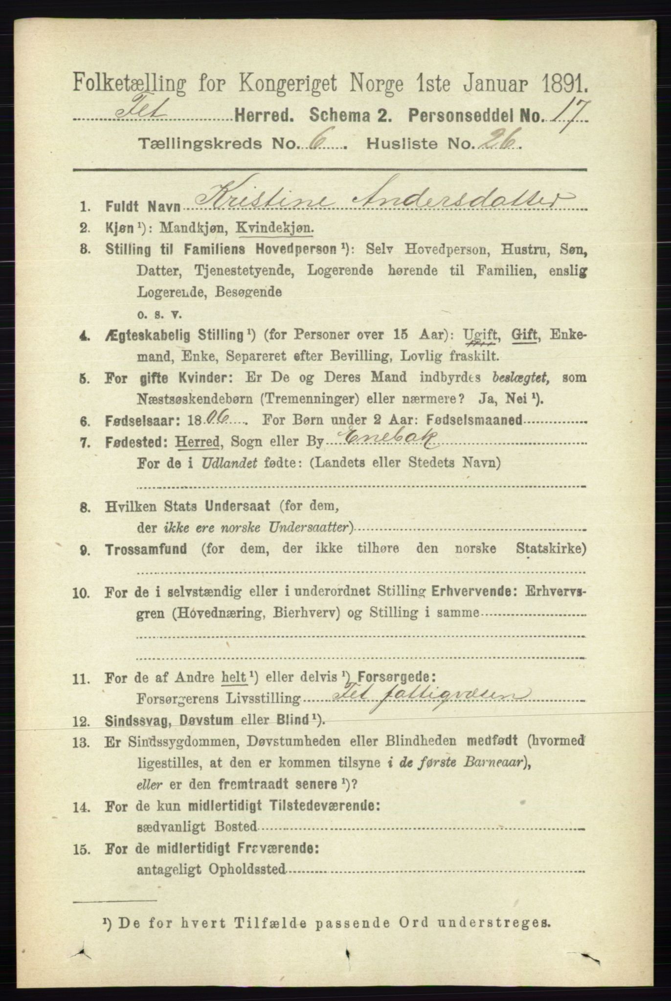 RA, 1891 census for 0227 Fet, 1891, p. 2120