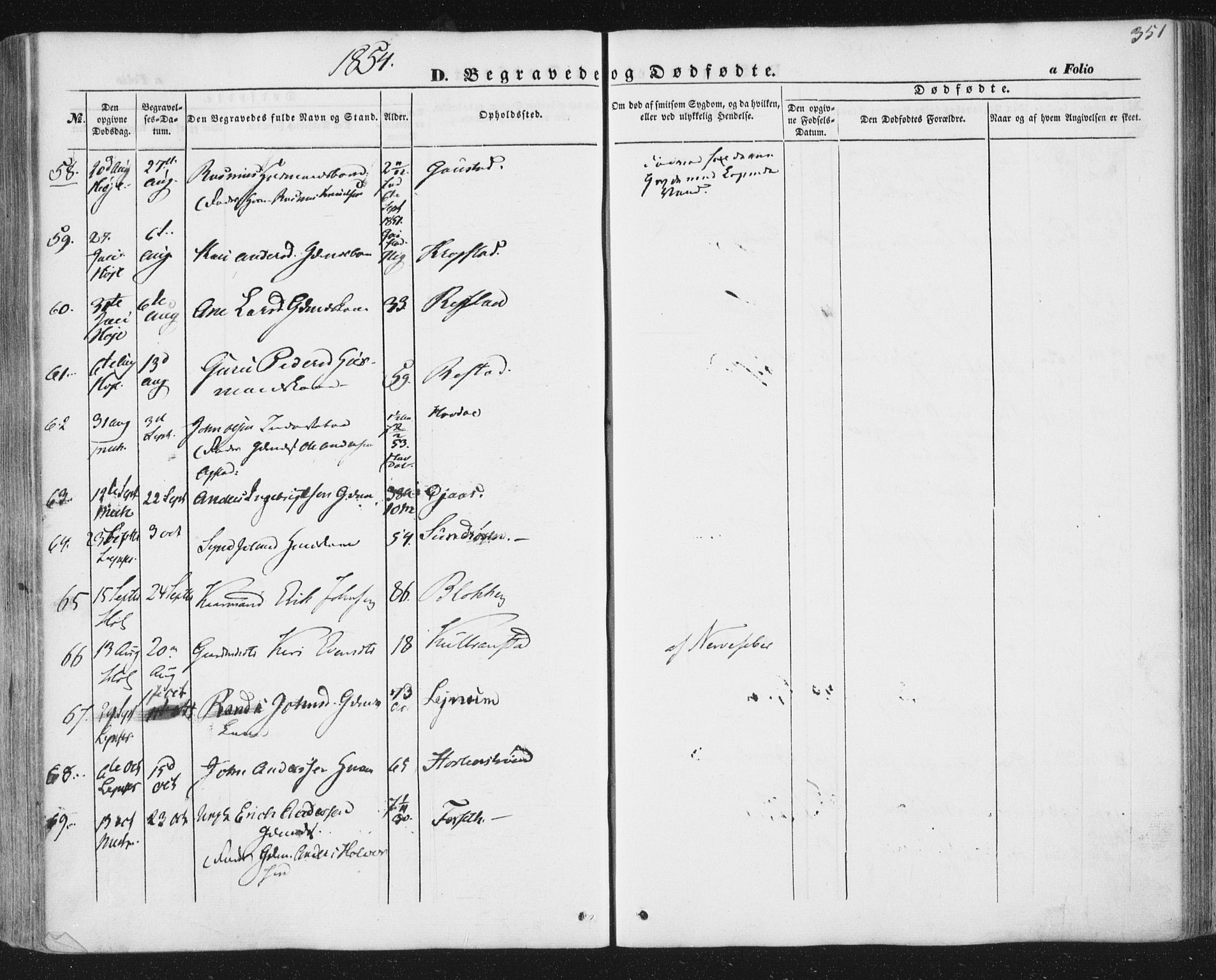 Ministerialprotokoller, klokkerbøker og fødselsregistre - Sør-Trøndelag, AV/SAT-A-1456/691/L1076: Parish register (official) no. 691A08, 1852-1861, p. 351