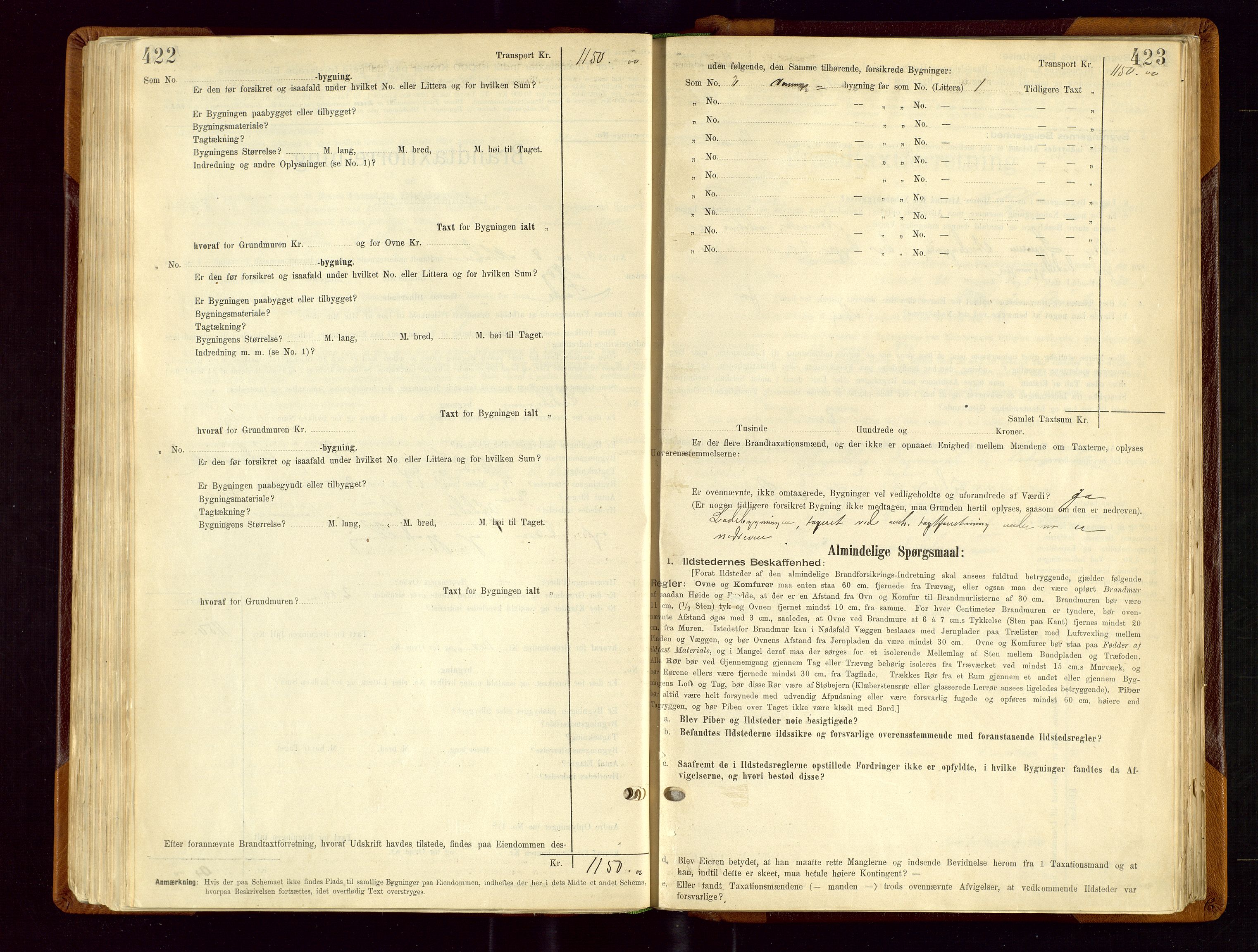 Sauda lensmannskontor, SAST/A-100177/Gob/L0001: Branntakstprotokoll - skjematakst, 1894-1914, p. 422-423