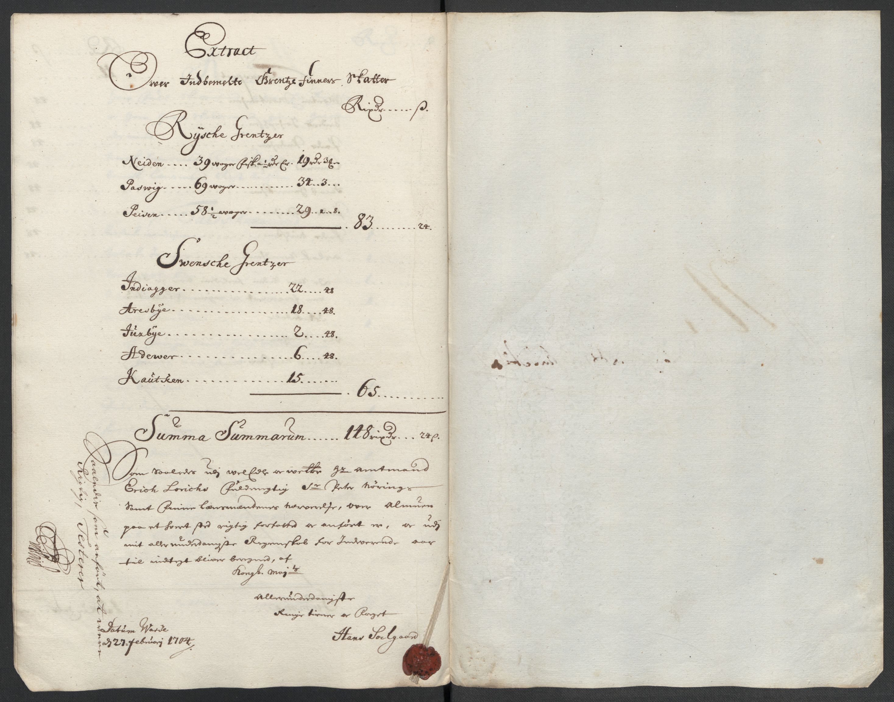 Rentekammeret inntil 1814, Reviderte regnskaper, Fogderegnskap, RA/EA-4092/R69/L4852: Fogderegnskap Finnmark/Vardøhus, 1701-1704, p. 380