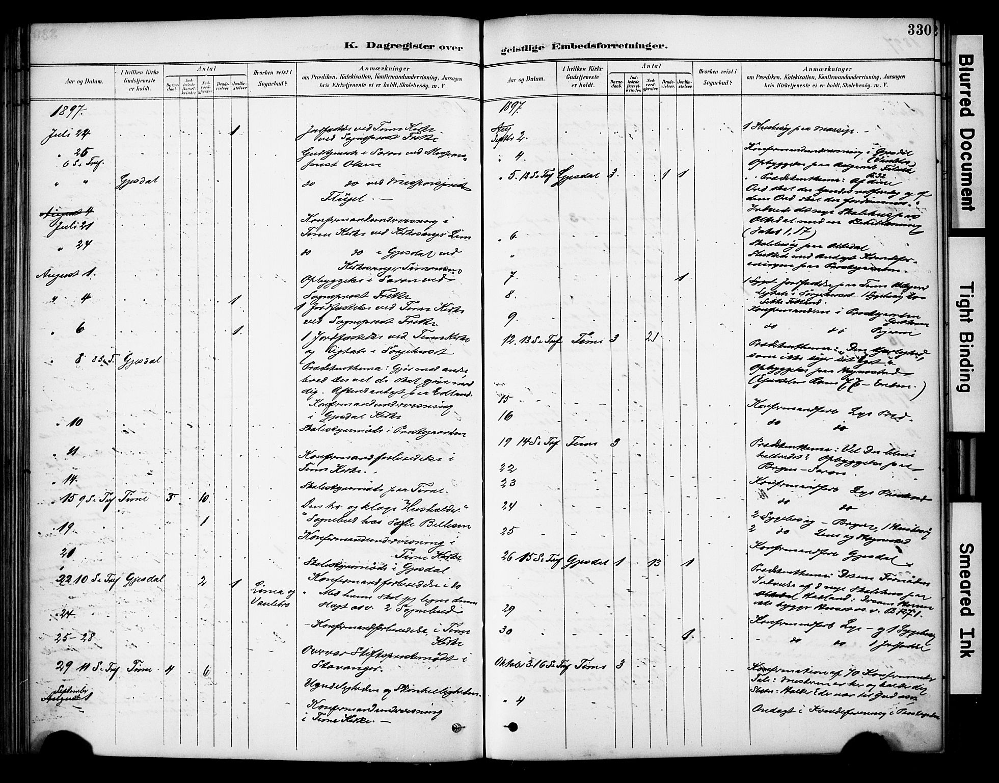 Lye sokneprestkontor, AV/SAST-A-101794/001/30BA/L0011: Parish register (official) no. A 9, 1893-1903, p. 330