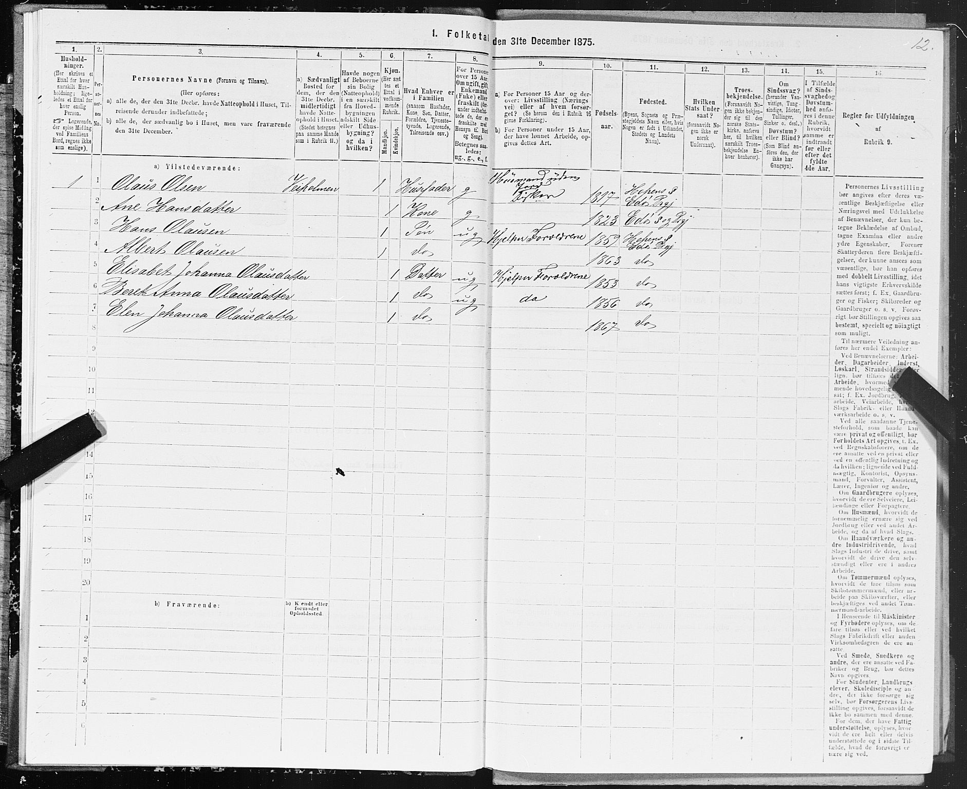 SAT, 1875 census for 1573P Edøy, 1875, p. 1012