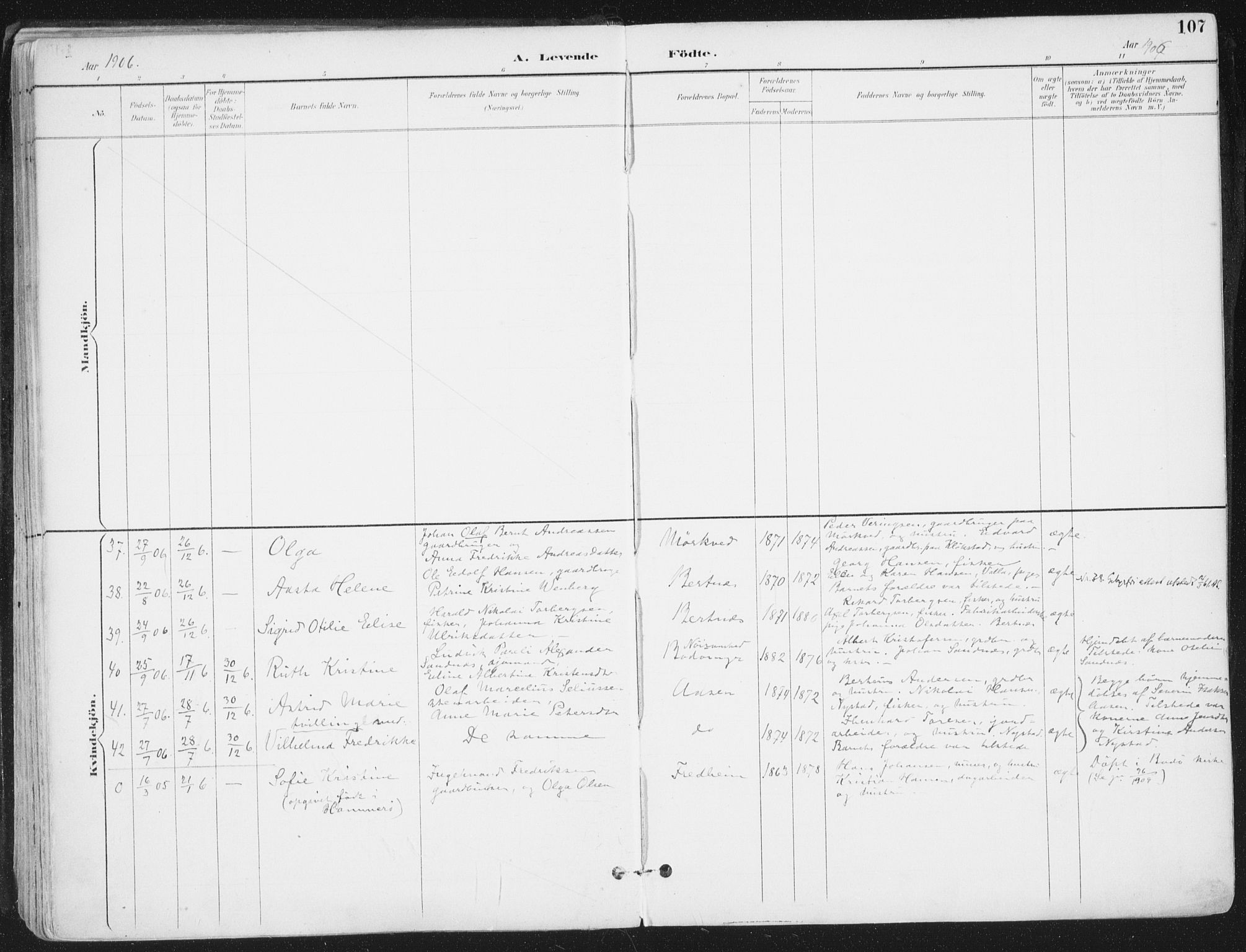 Ministerialprotokoller, klokkerbøker og fødselsregistre - Nordland, SAT/A-1459/802/L0055: Parish register (official) no. 802A02, 1894-1915, p. 107