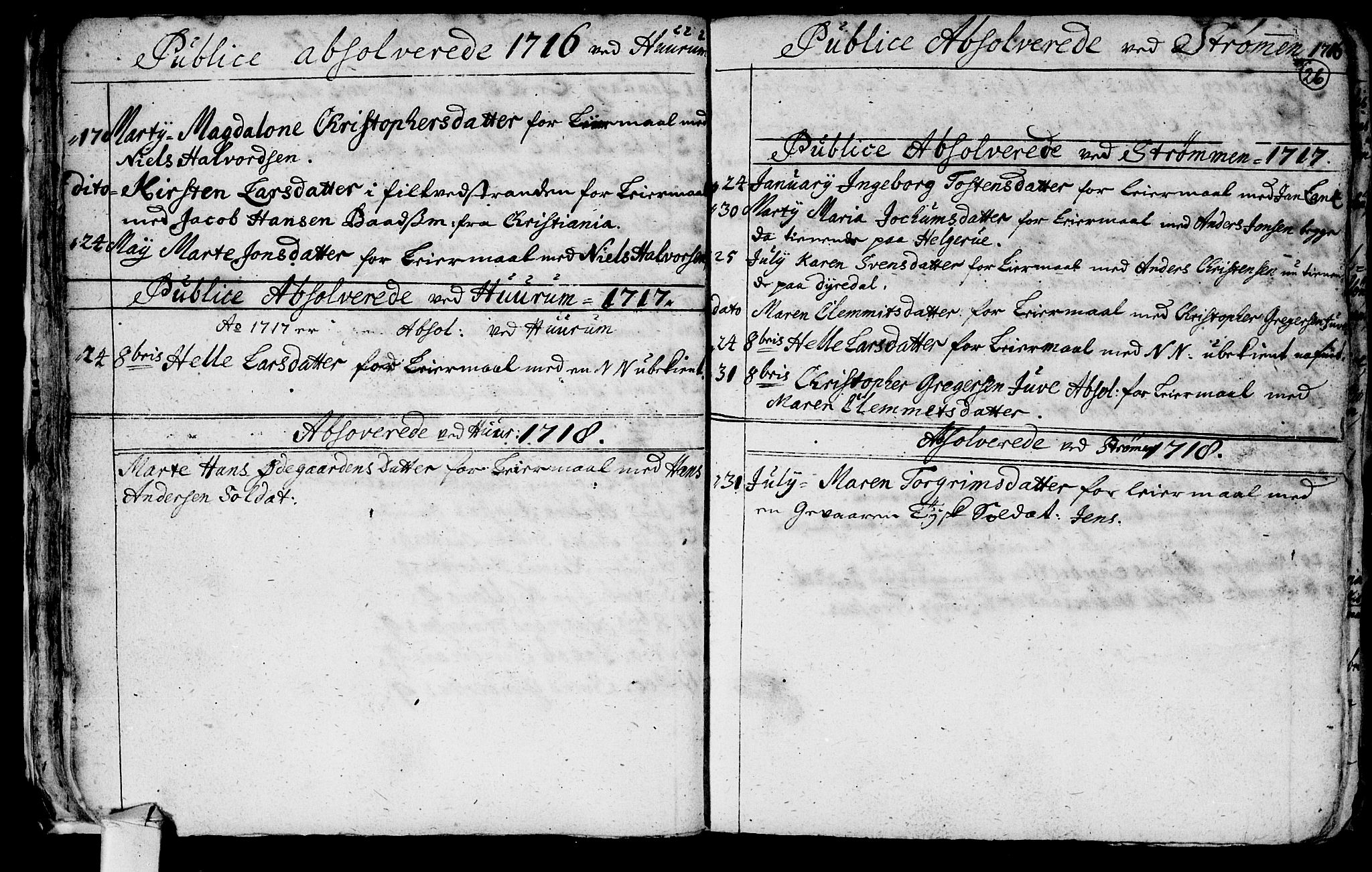 Hurum kirkebøker, AV/SAKO-A-229/F/Fa/L0001: Parish register (official) no. 1, 1715-1732, p. 26